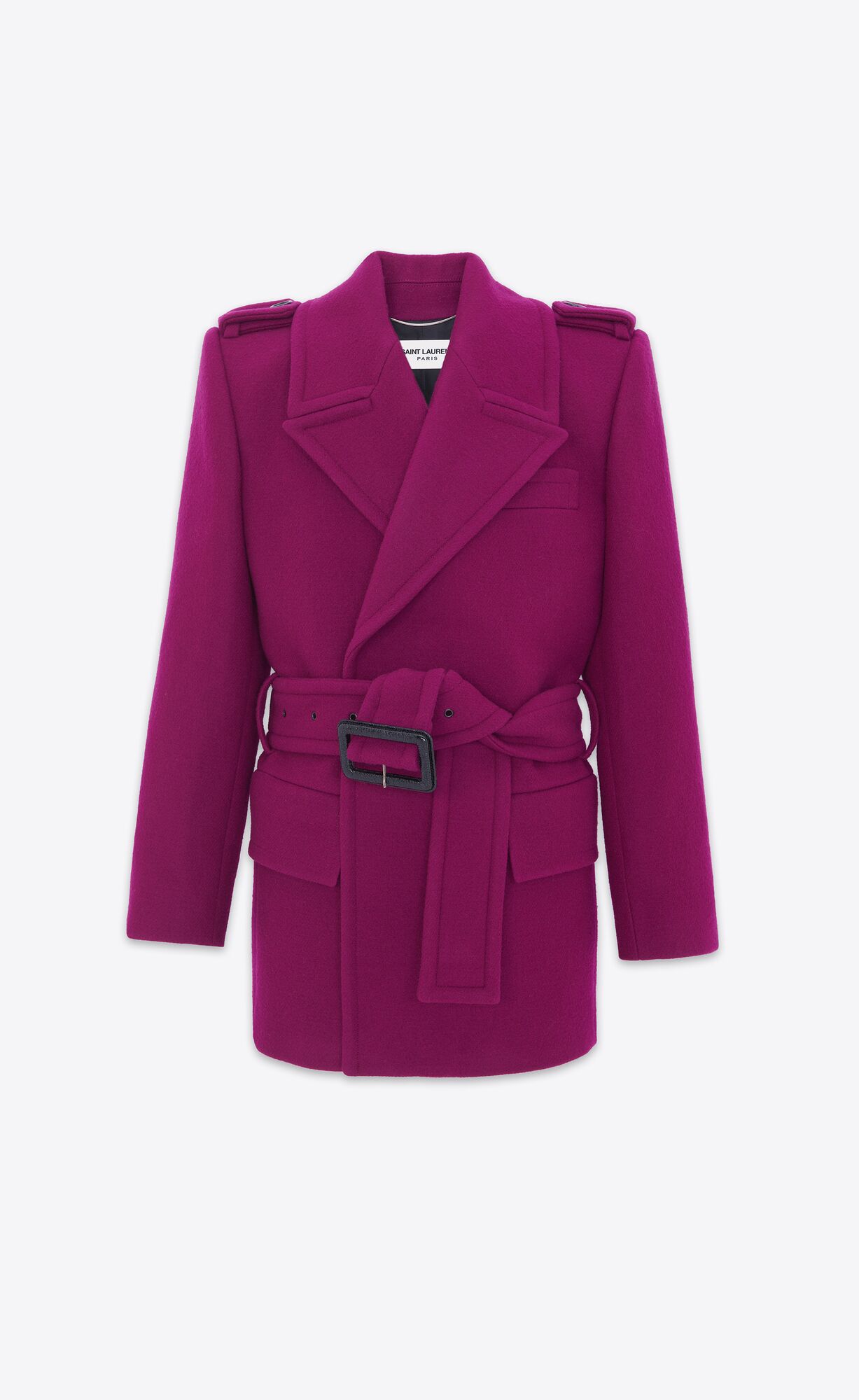 YSL Oversize Shoulder Coat In Wolle Felt Fuchsie | 15672-VKQI