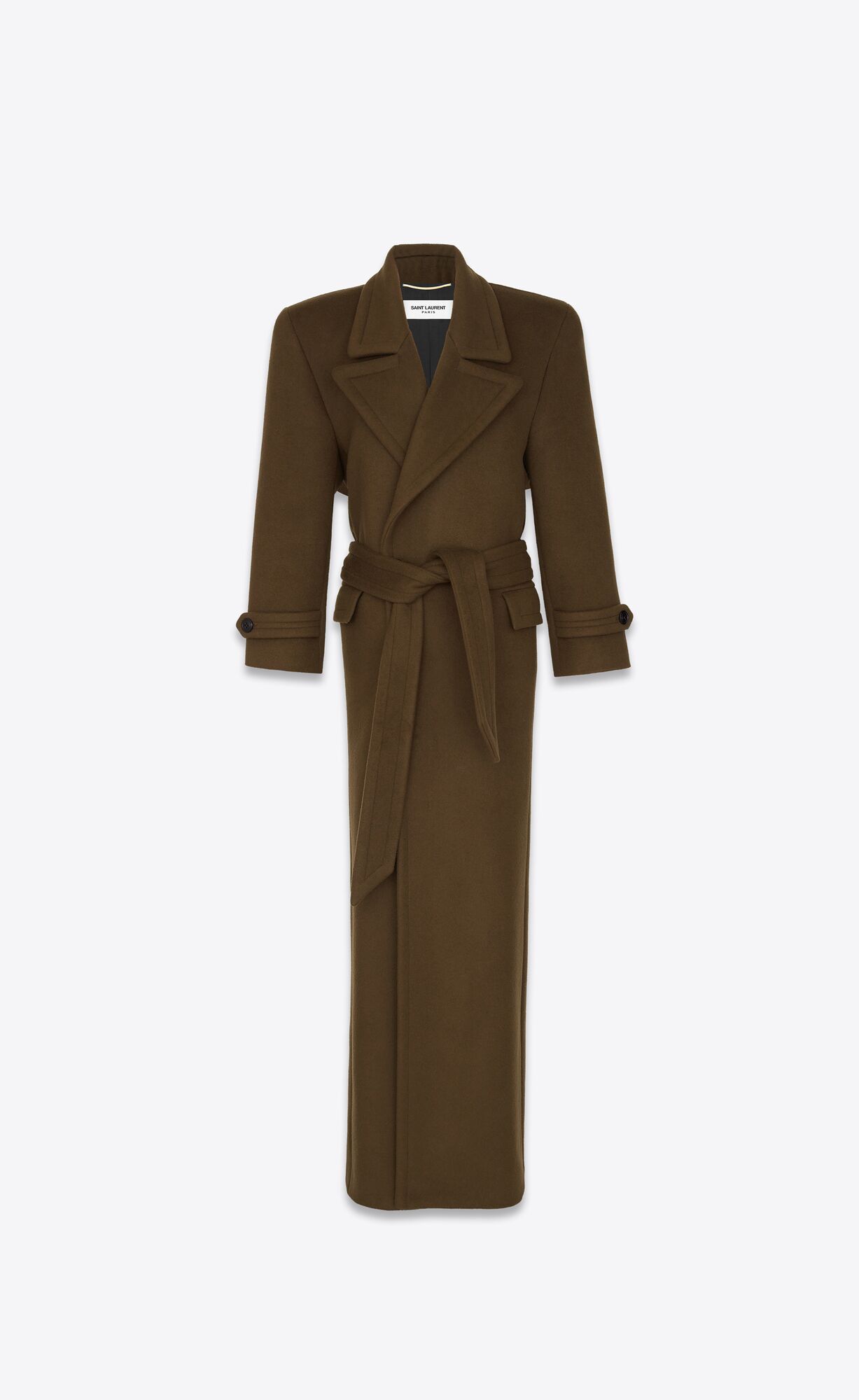 YSL Oversized Coat In Wolle Kaki | 96087-GIZX