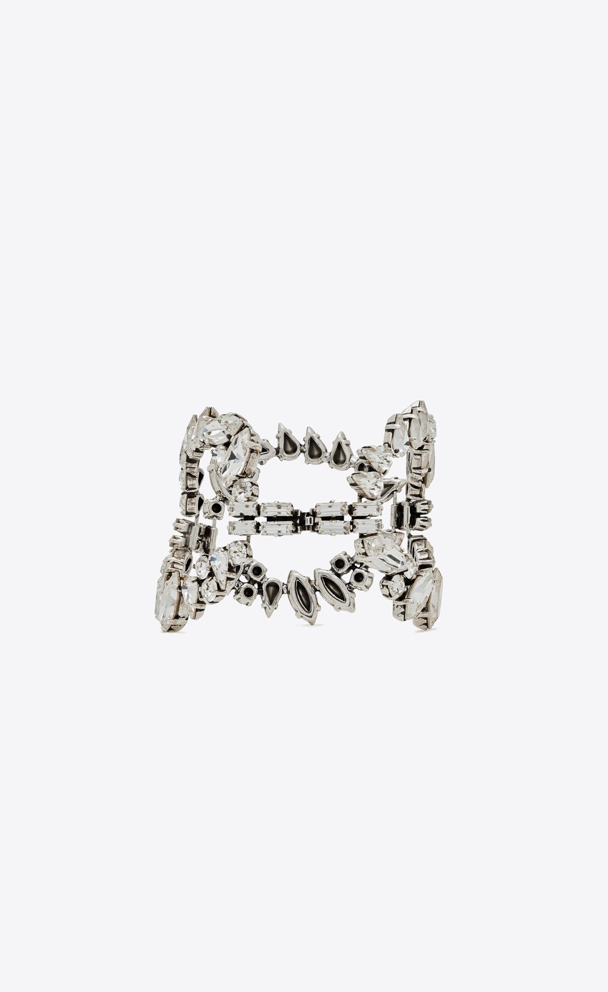 YSL Oversized Rhinestone Ring Bracelet In Metal Silber | 98316-FGBD