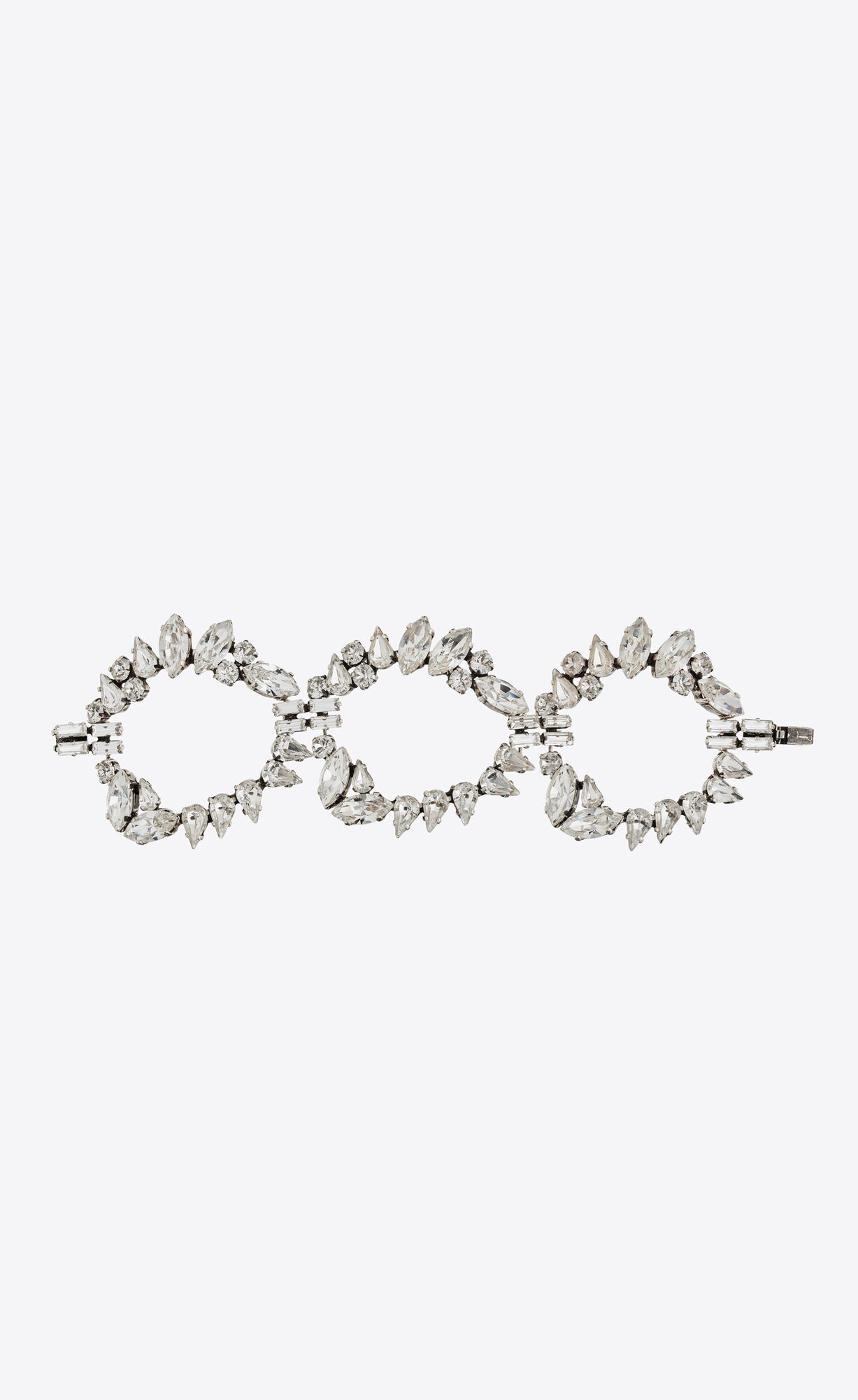 YSL Oversized Rhinestone Ring Bracelet In Metal Silber | 98316-FGBD