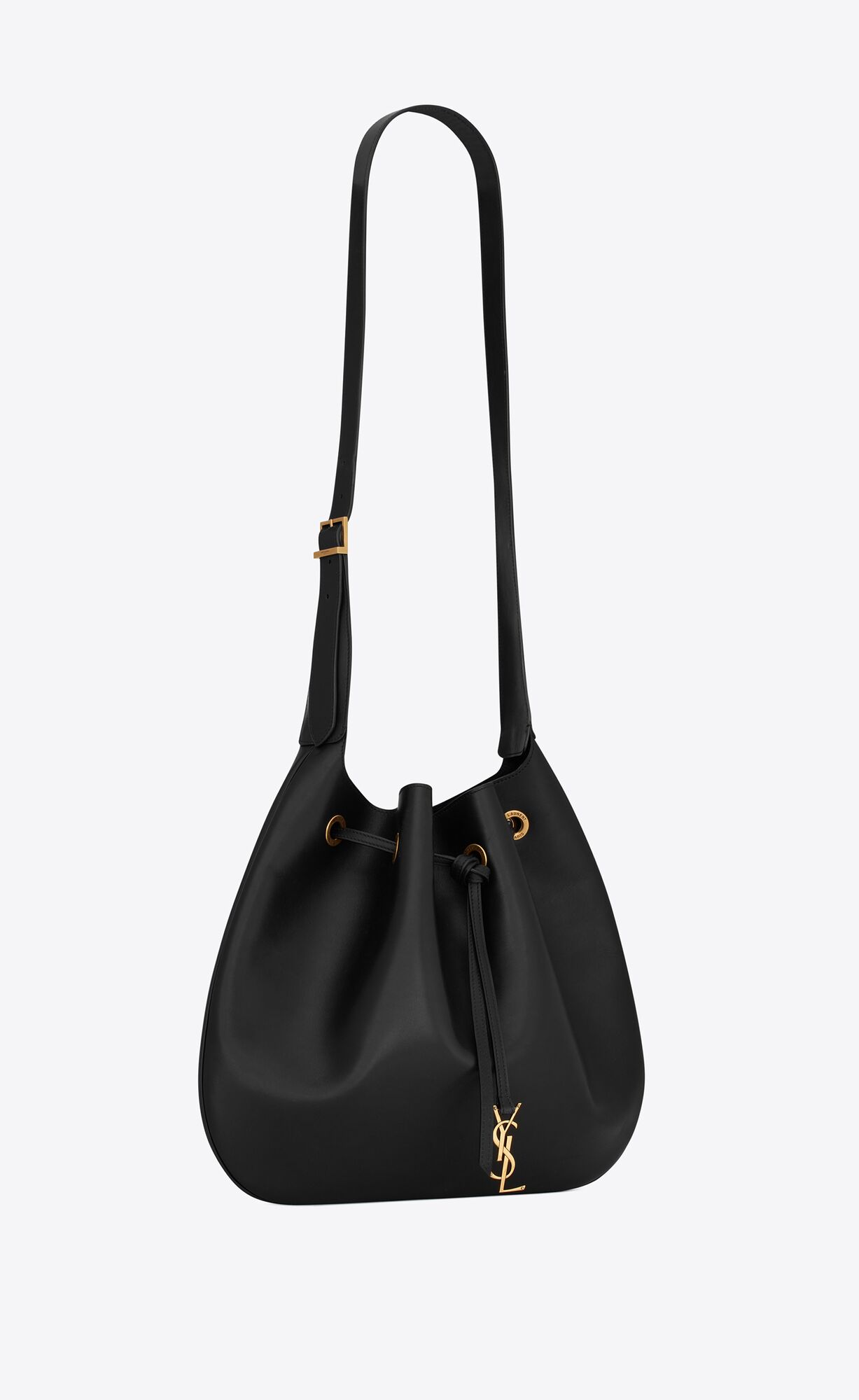 YSL Paris Vii Large Flache Hobo Bag In Smooth Leder Schwarz | 53420-PUKB