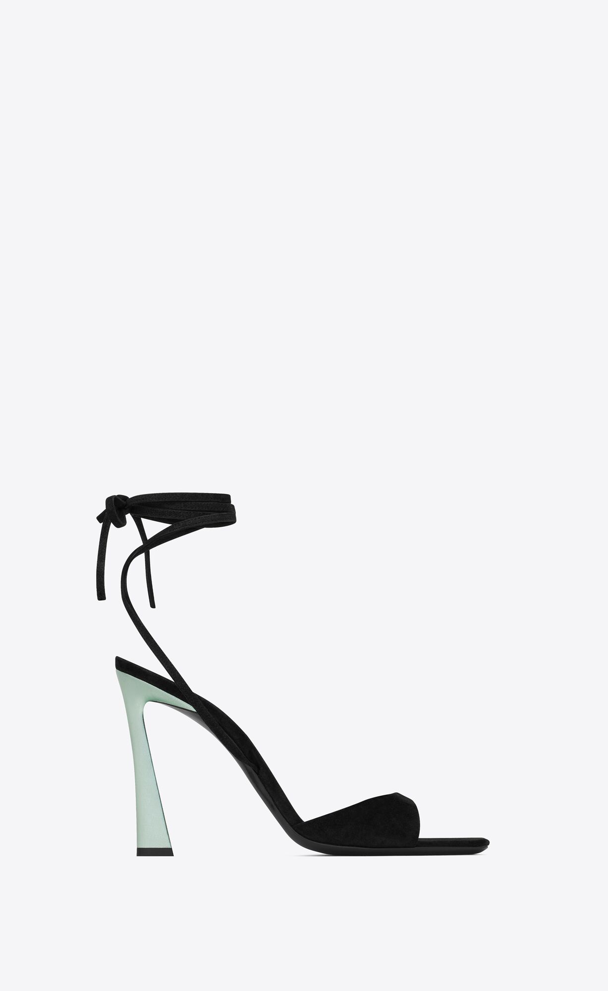 YSL Paz Sandals In Wildleder And Metallized Leder Schwarz Grün | 17360-VRMA