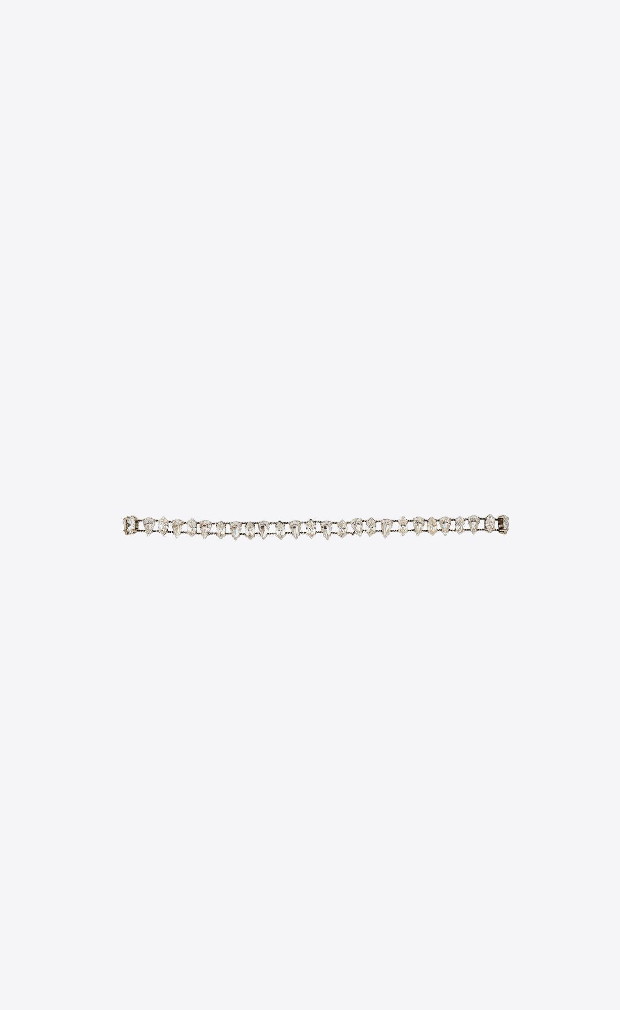 YSL Pear Rhinestone Choker In Metal Argent Oxyde Et Crystal | 02897-RSJH