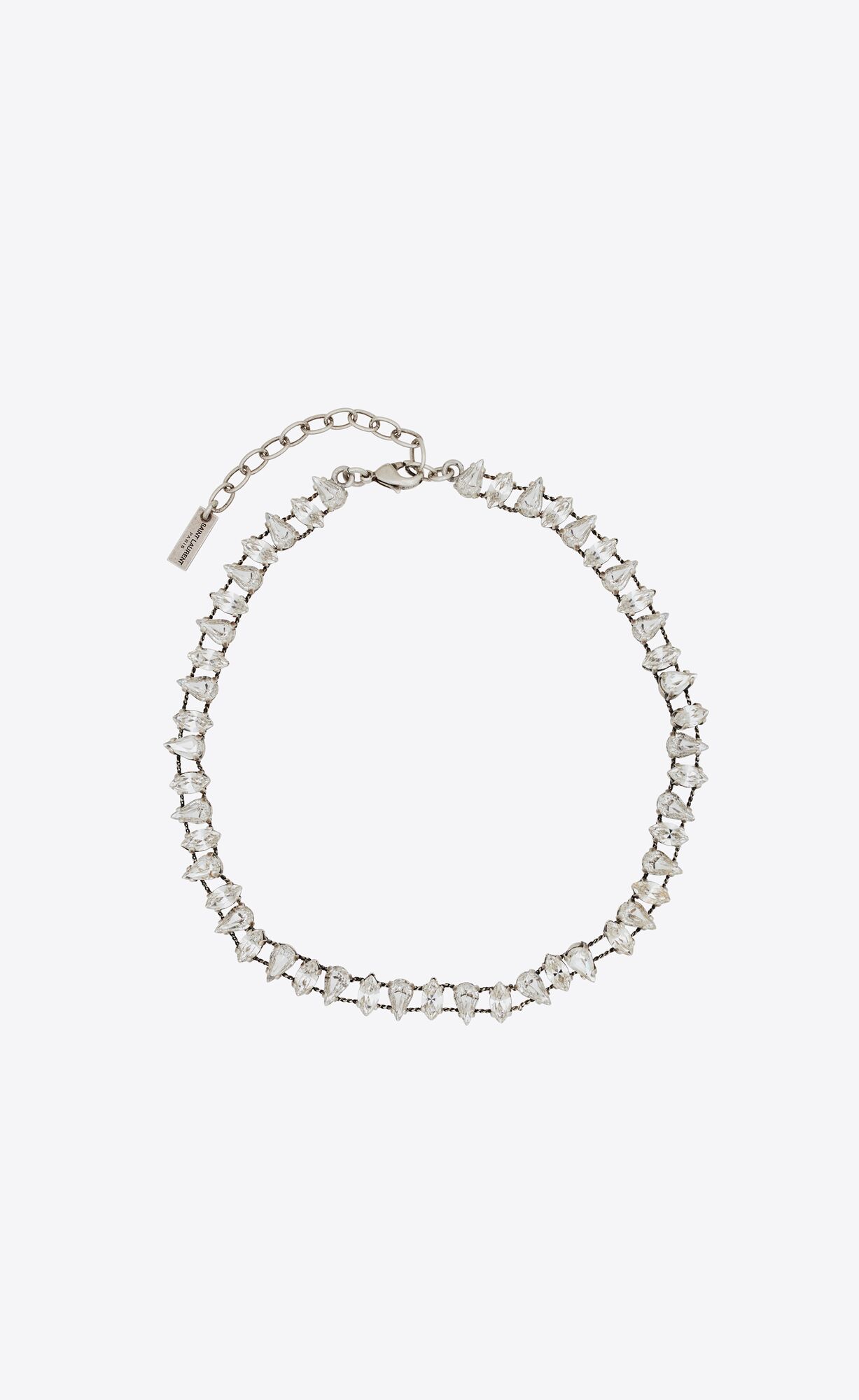 YSL Pear Rhinestone Choker In Metal Argent Oxyde Et Crystal | 02897-RSJH