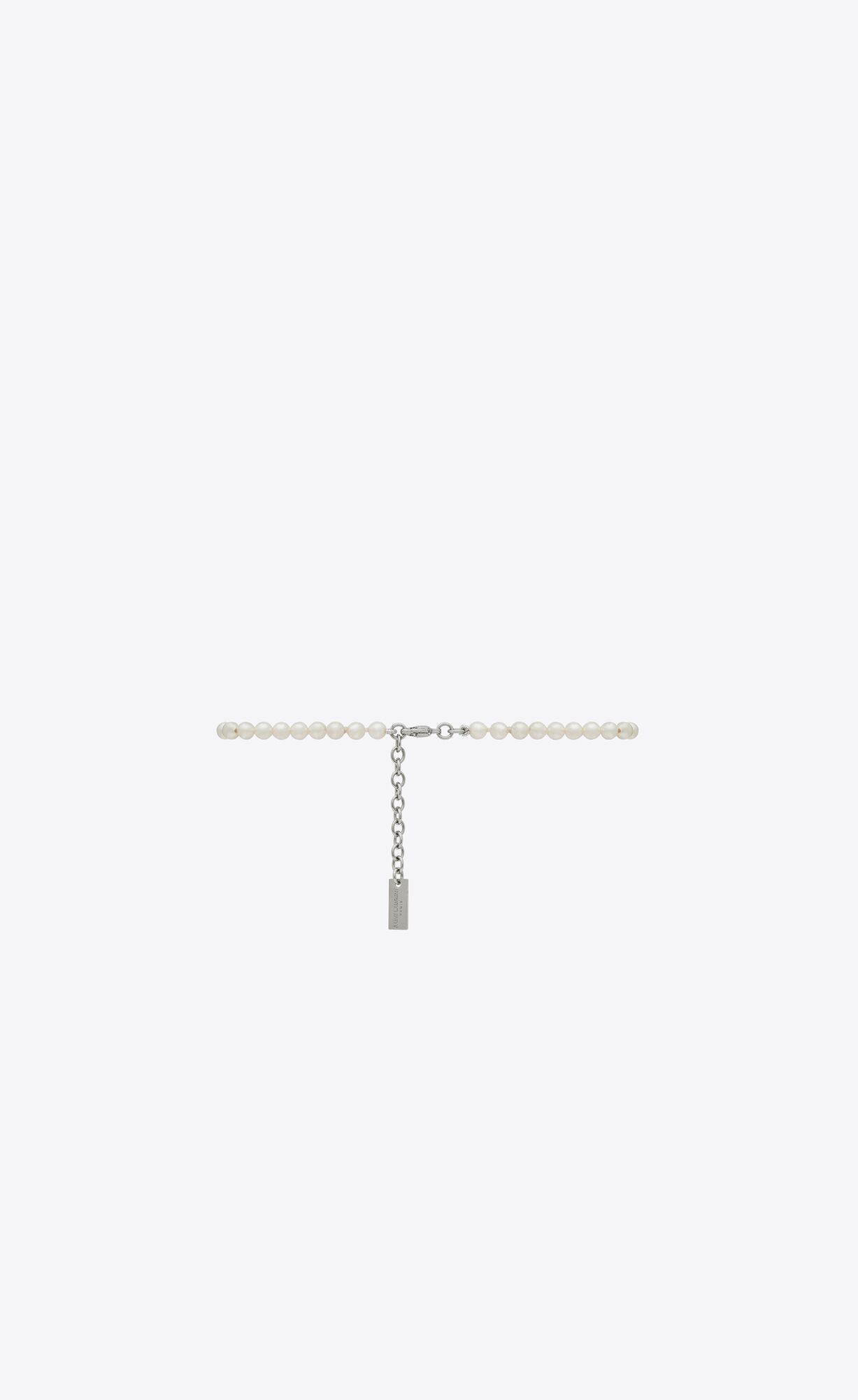 YSL Pearl Id Tag Bracelet In Metal Weiß | 29167-IXTC