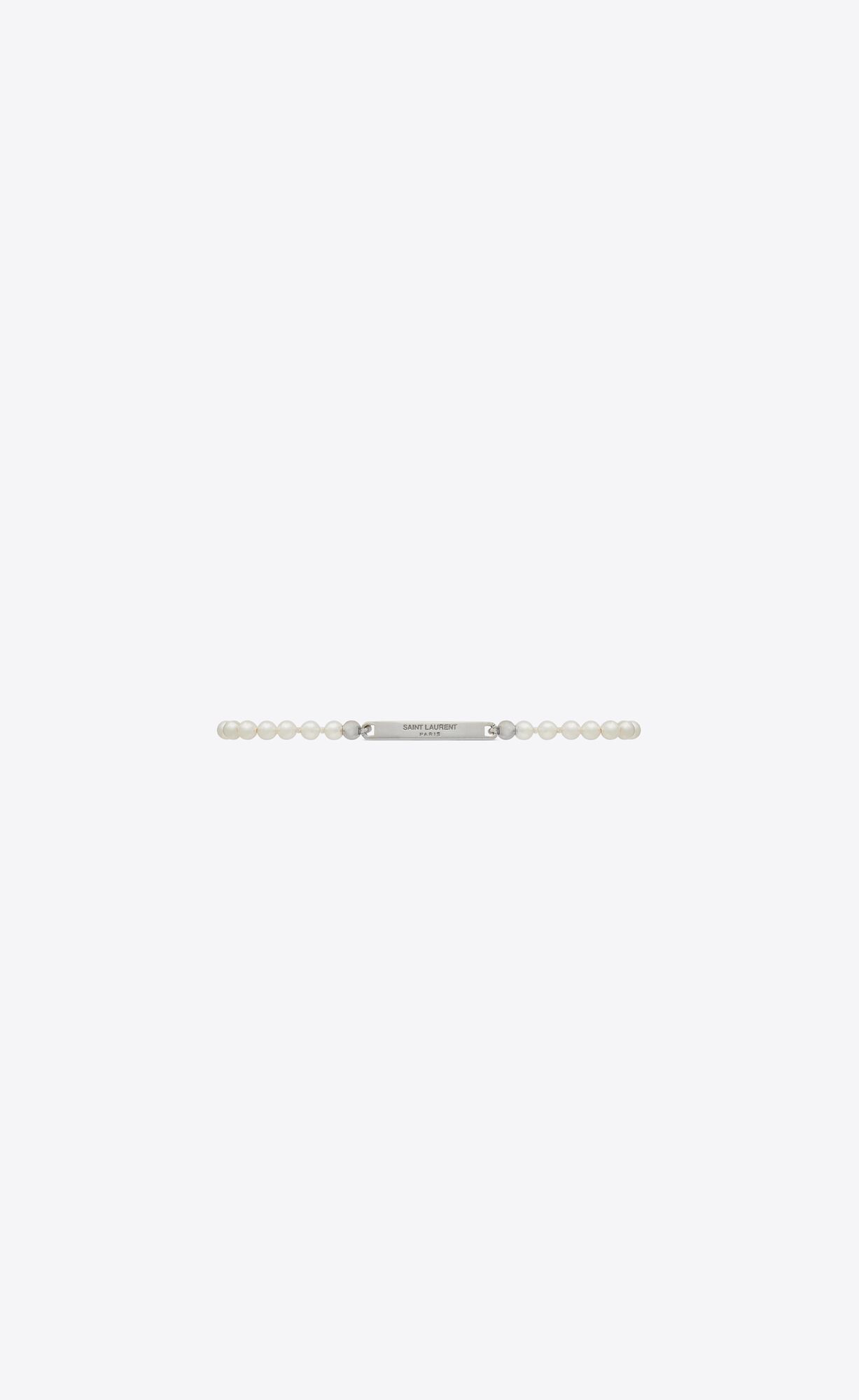 YSL Pearl Id Tag Bracelet In Metal Weiß | 29167-IXTC