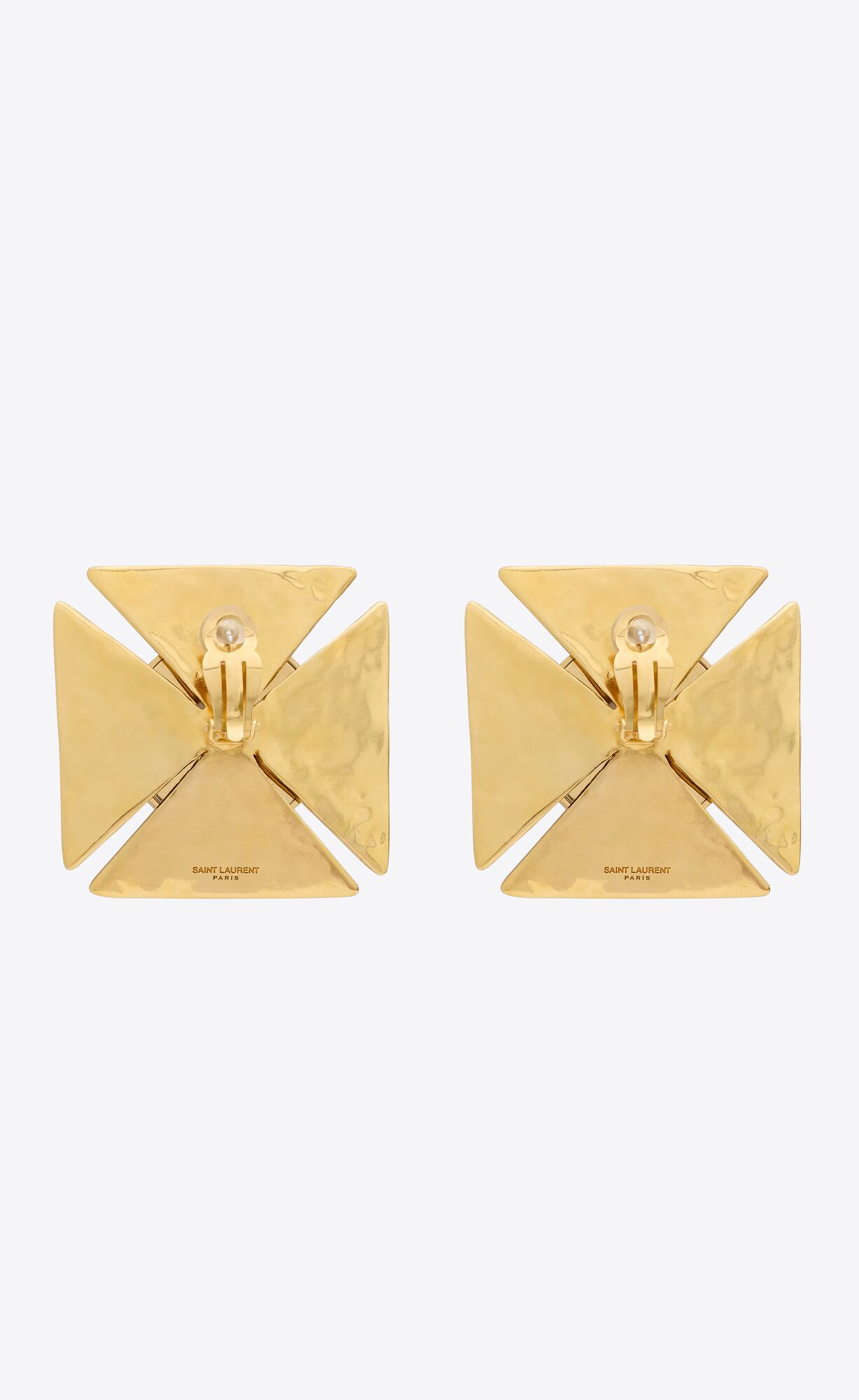 YSL Pearly Square Earrings In Metal Braun Gold | 03529-XARU