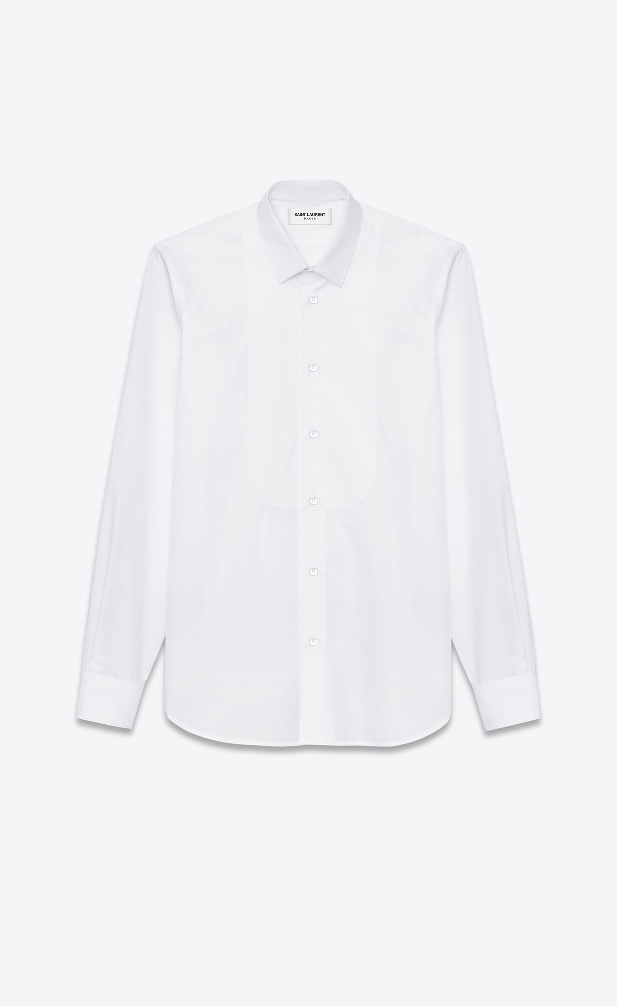 YSL Pique Plastron Yves Collar Shirt In Baumwoll Poplin Weiß | 58671-SKJZ