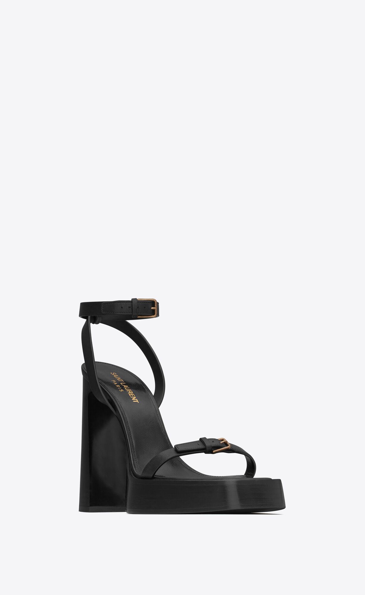 YSL Platz Plattform Sandals In Smooth Leder Schwarz | 41765-NLOP