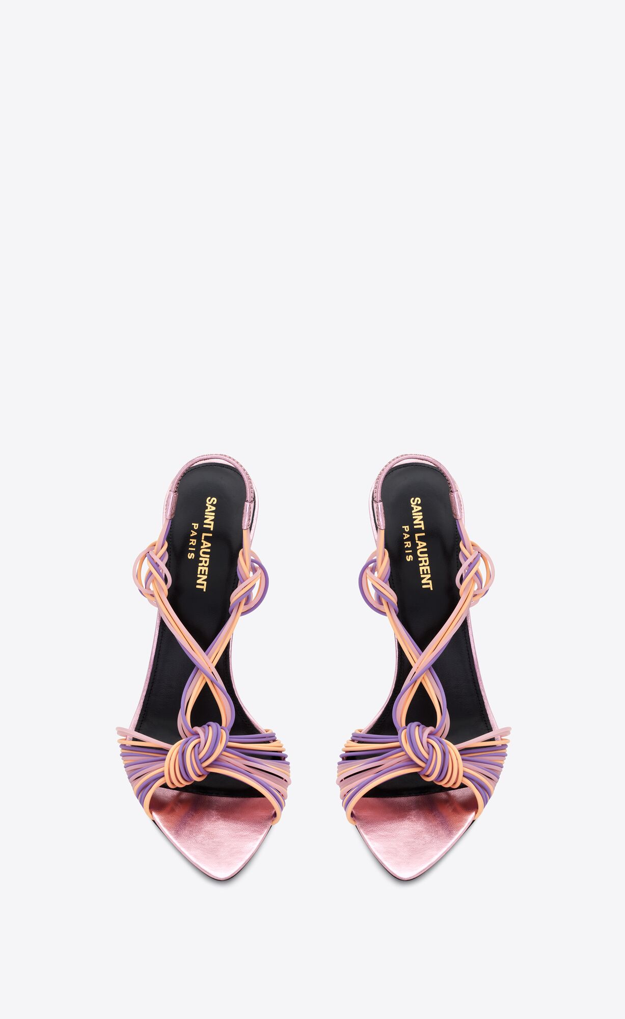 YSL Pool Sandals In Tpu And Metallized Leder Lila Koralle Rosa | 75680-NMCP