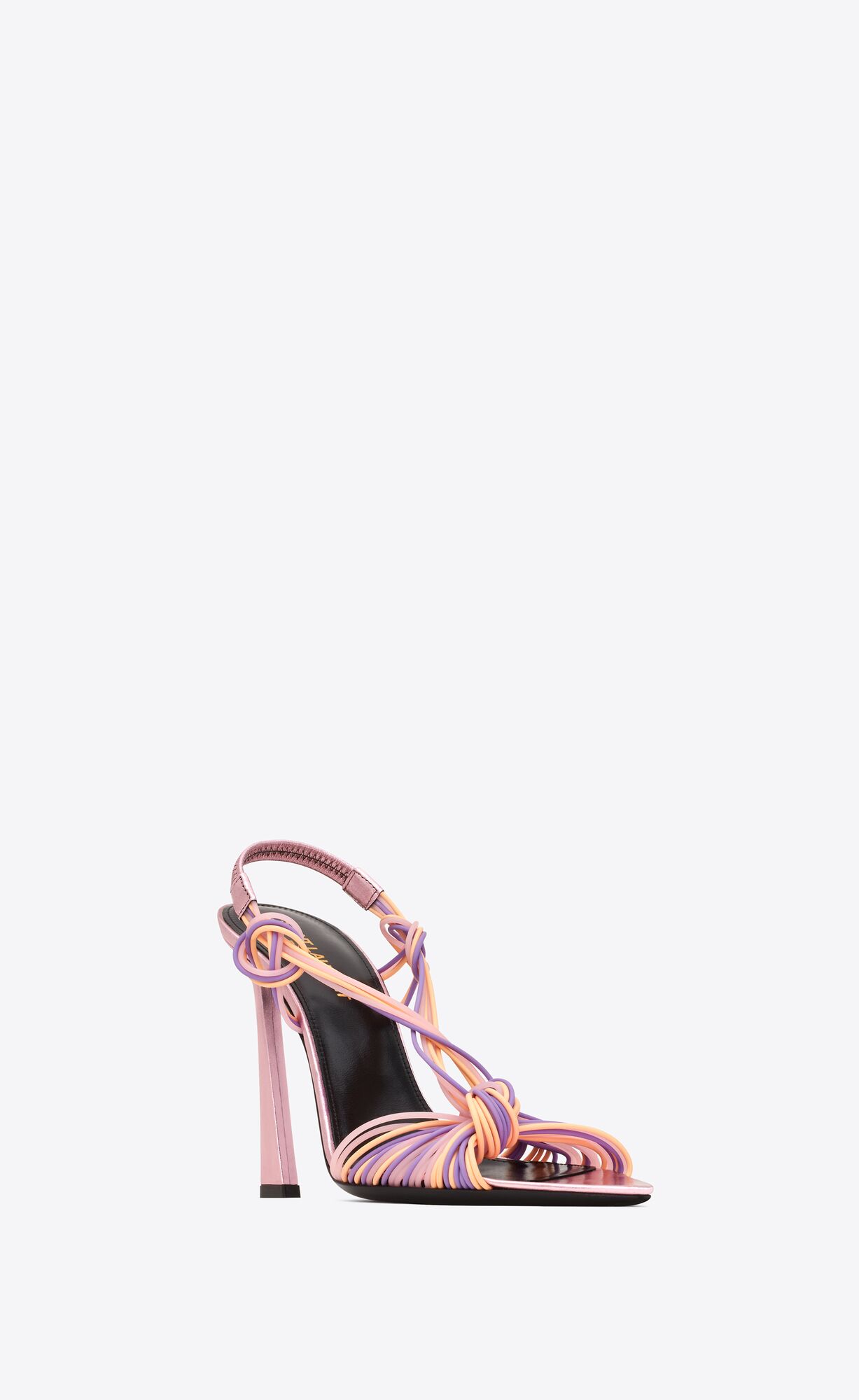 YSL Pool Sandals In Tpu And Metallized Leder Lila Koralle Rosa | 75680-NMCP