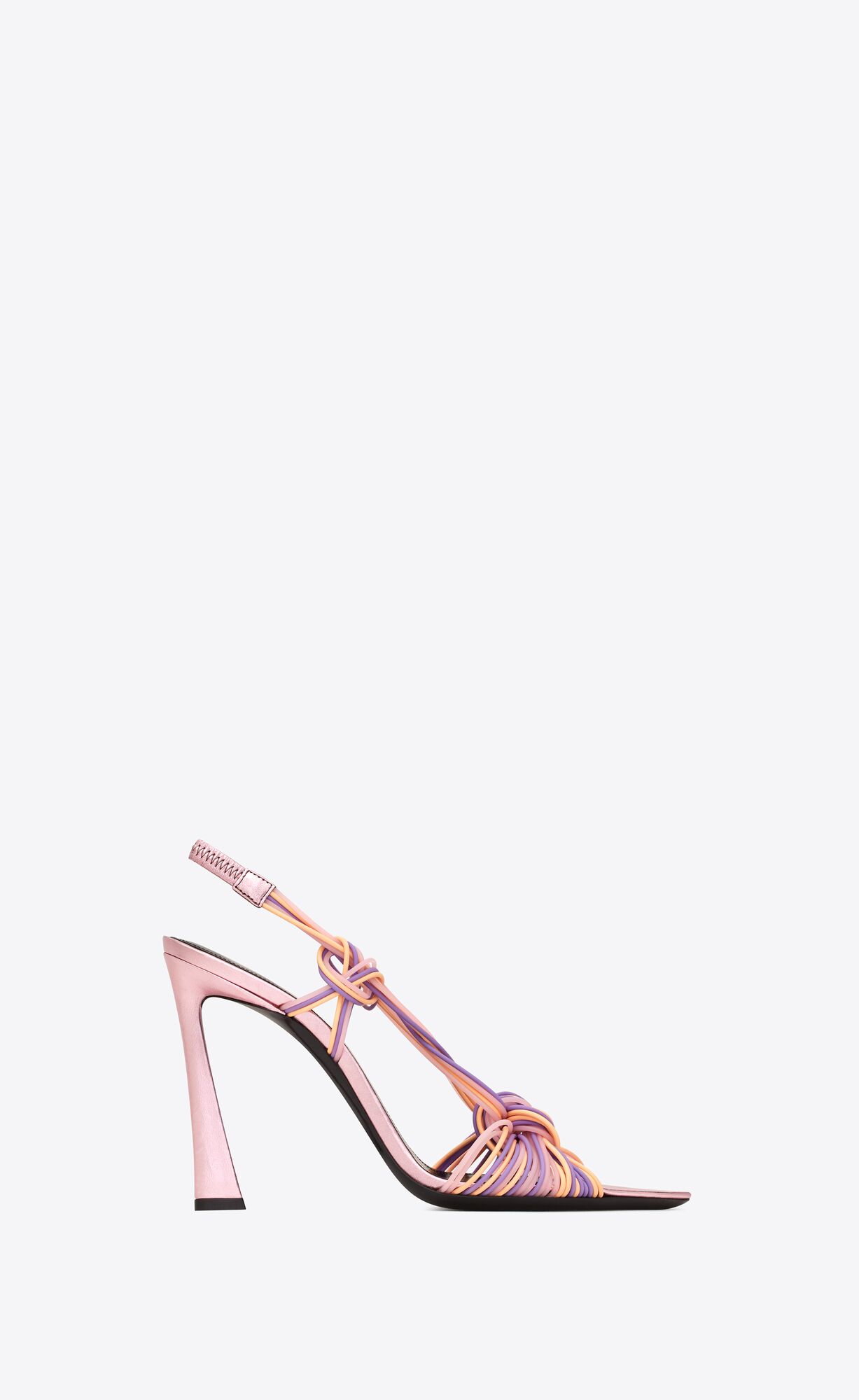 YSL Pool Sandals In Tpu And Metallized Leder Lila Koralle Rosa | 75680-NMCP