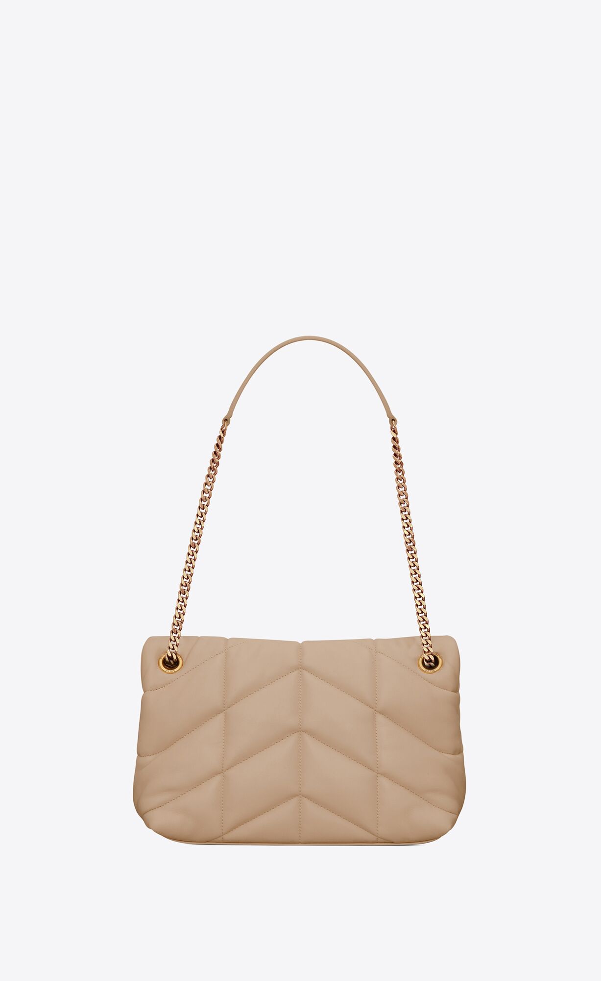 YSL Puffer Small Chain Bag In Gesteppt Lambskin Dunkelbeige | 34980-UYJN