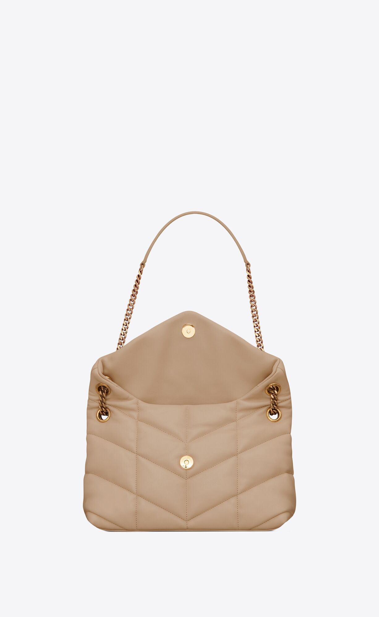 YSL Puffer Small Chain Bag In Gesteppt Lambskin Dunkelbeige | 34980-UYJN