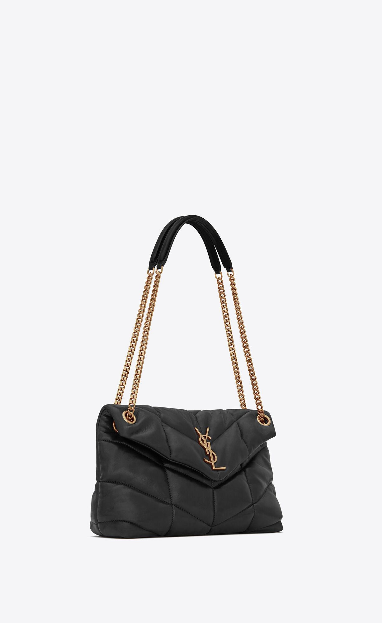 YSL Puffer Small Chain Bag In Gesteppt Lambskin Schwarz | 40937-ZFQP