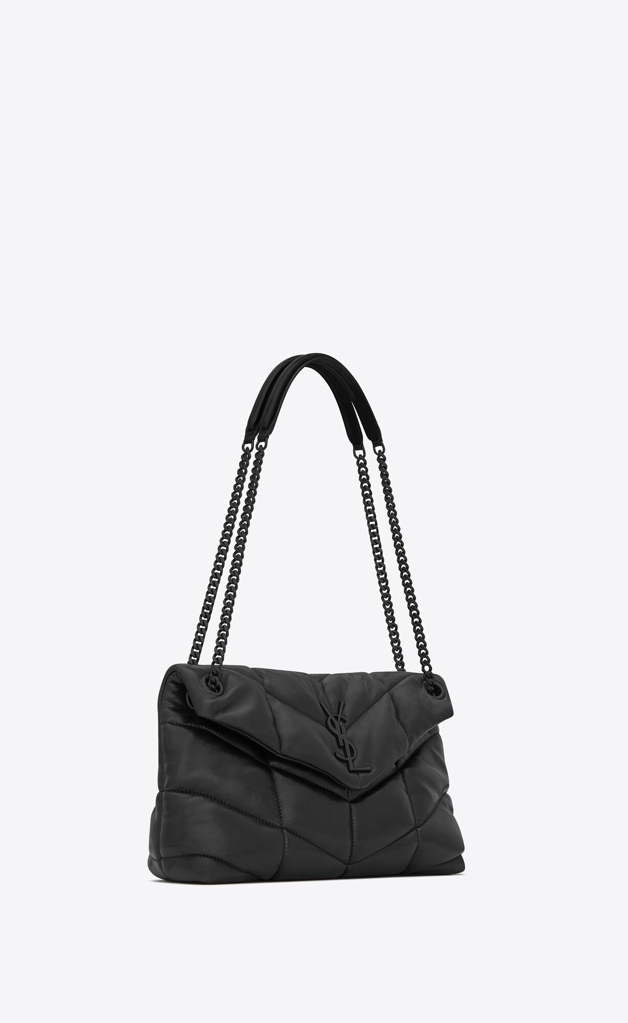 YSL Puffer Small Chain Bag In Gesteppt Lambskin Schwarz | 42905-LWFQ