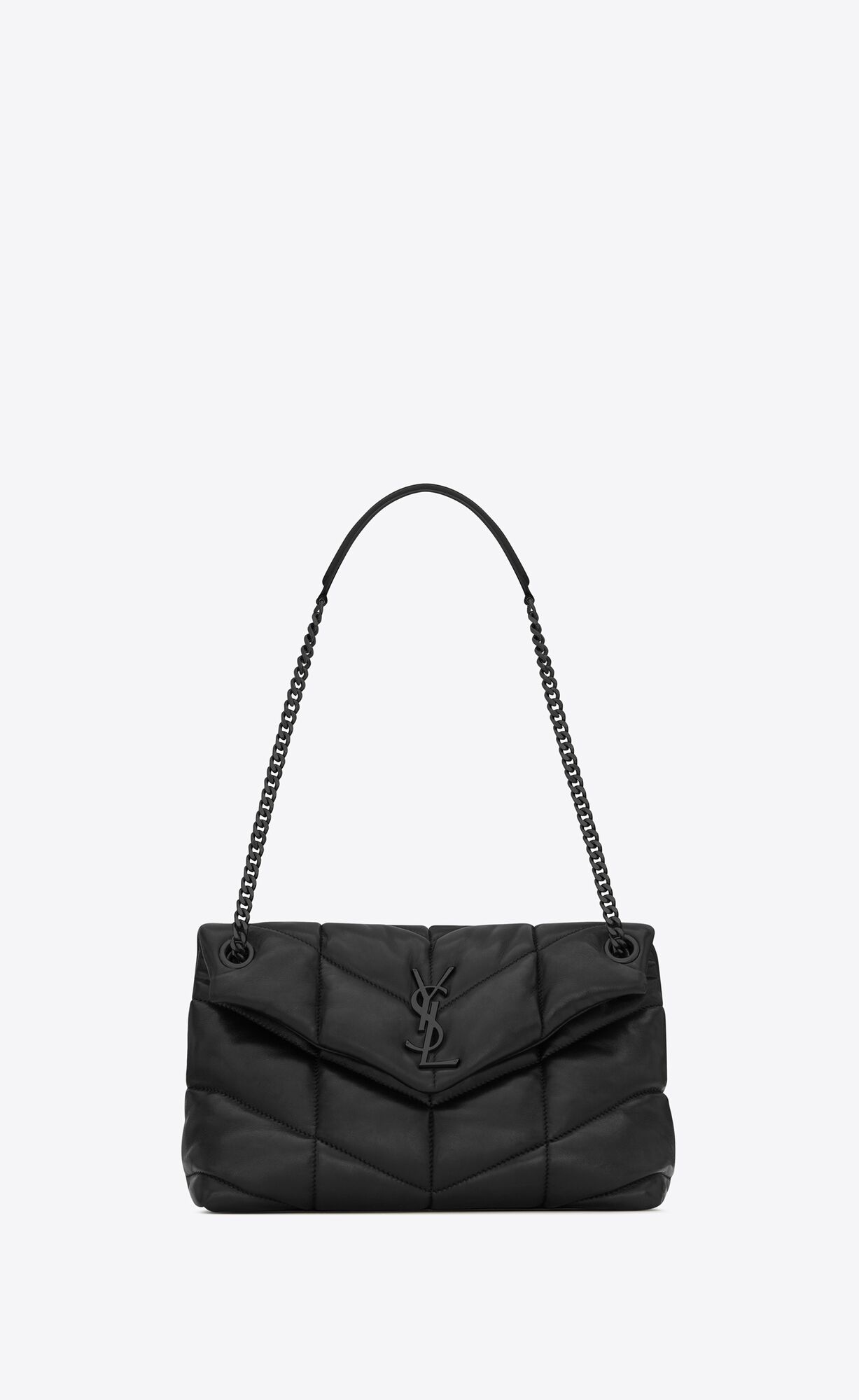 YSL Puffer Small Chain Bag In Gesteppt Lambskin Schwarz | 42905-LWFQ