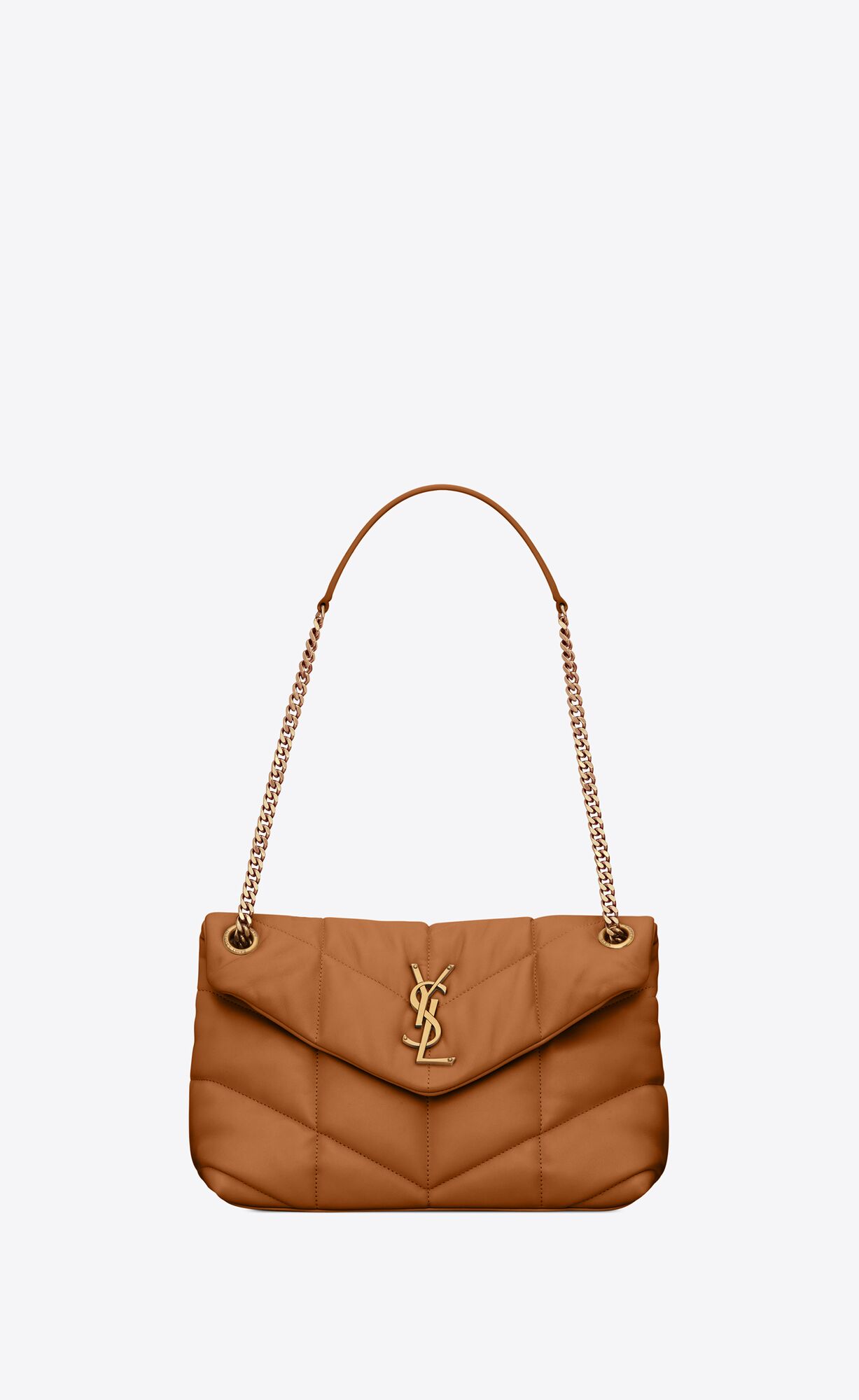 YSL Puffer Small Chain Bag In Gesteppt Lambskin Dunkelorange | 53924-PHOE