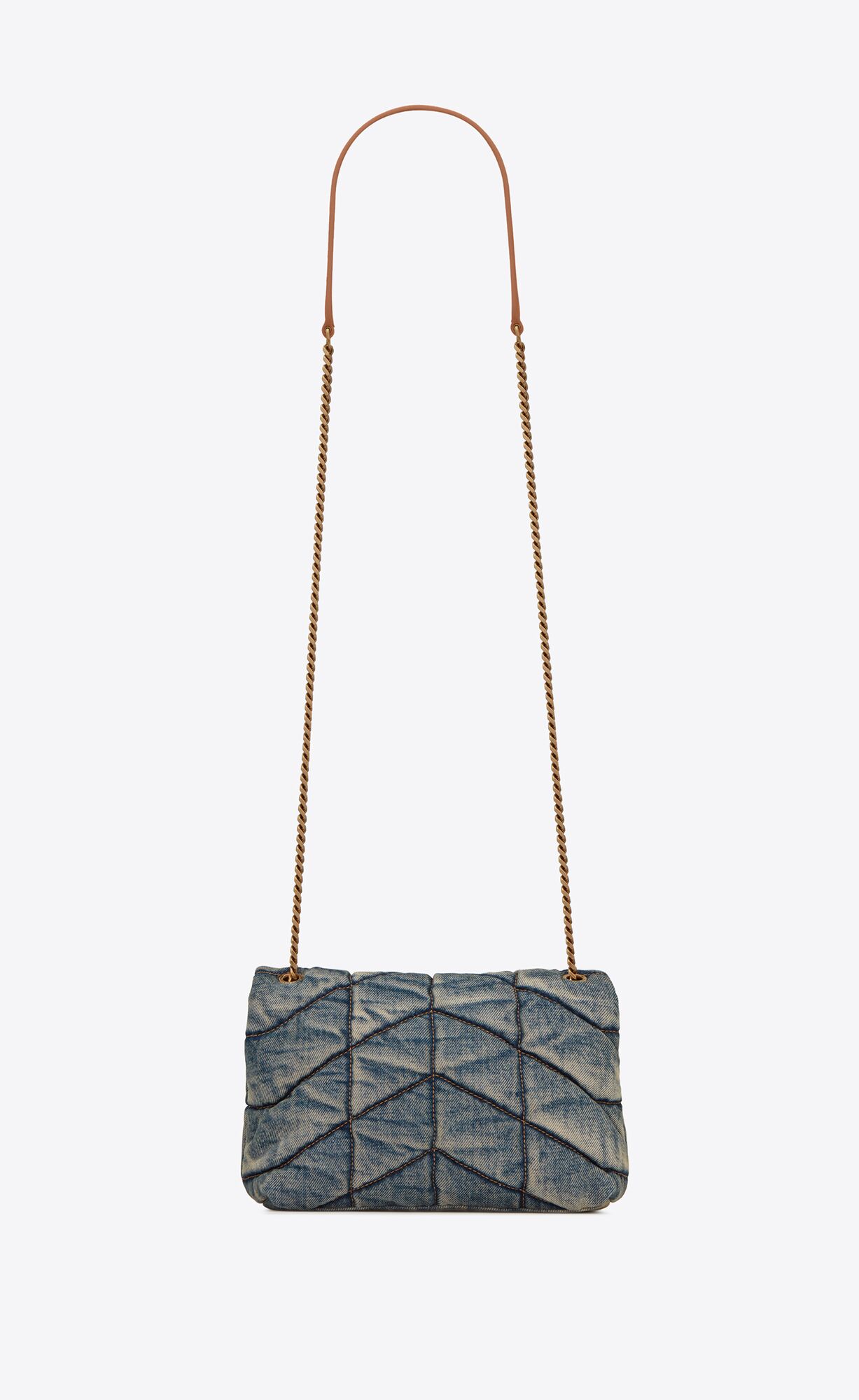 YSL Puffer Toy Bag In Denim Blau | 31876-HOYL