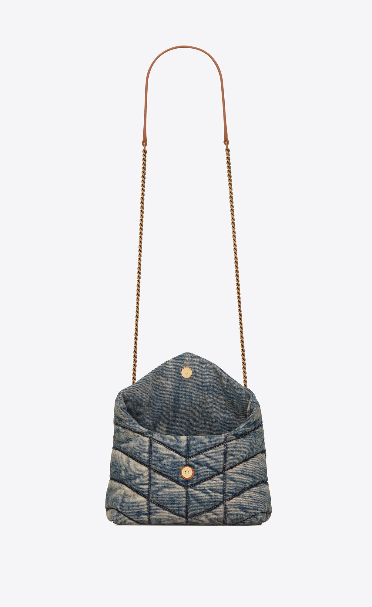 YSL Puffer Toy Bag In Denim Blau | 31876-HOYL