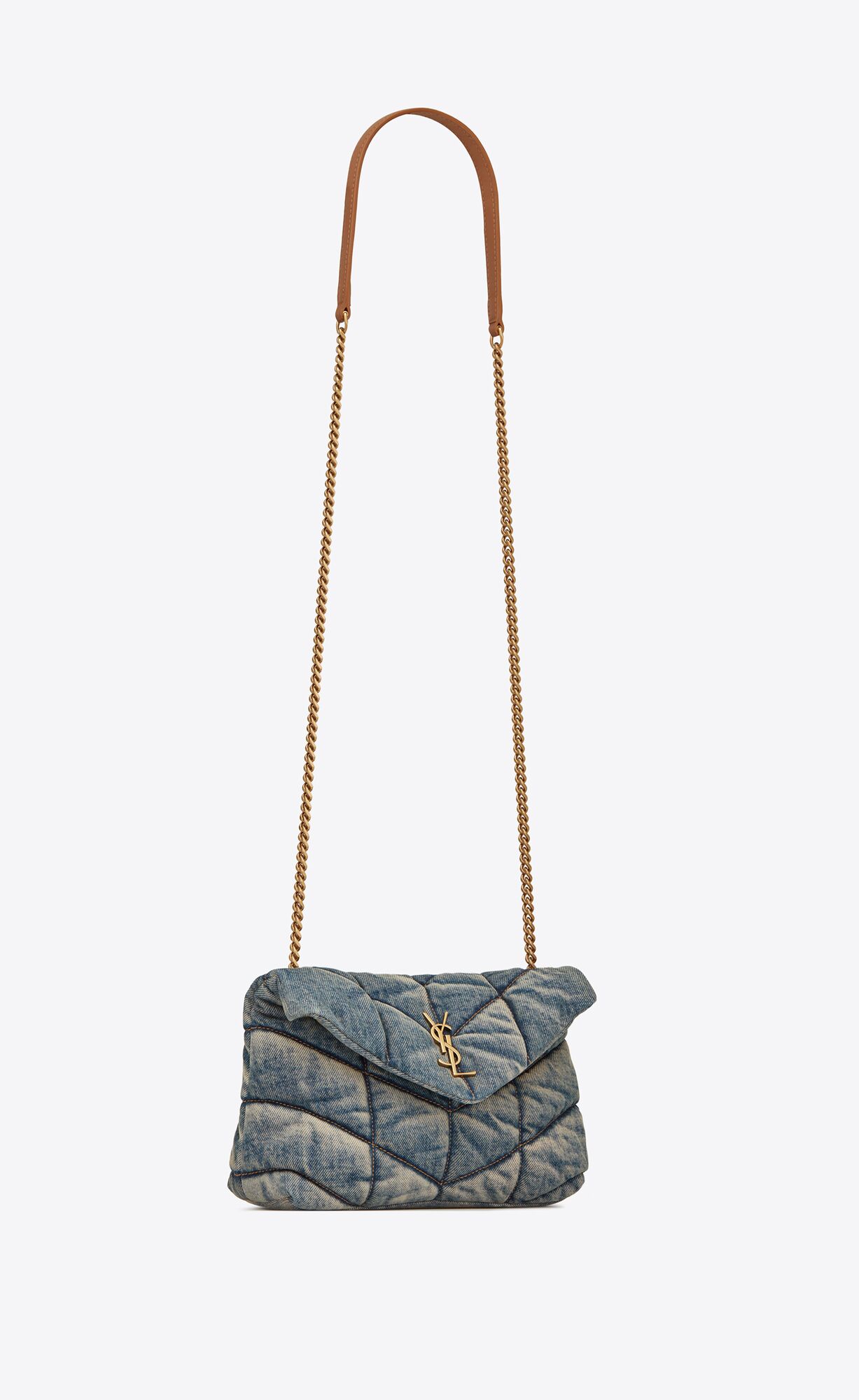 YSL Puffer Toy Bag In Denim Blau | 31876-HOYL