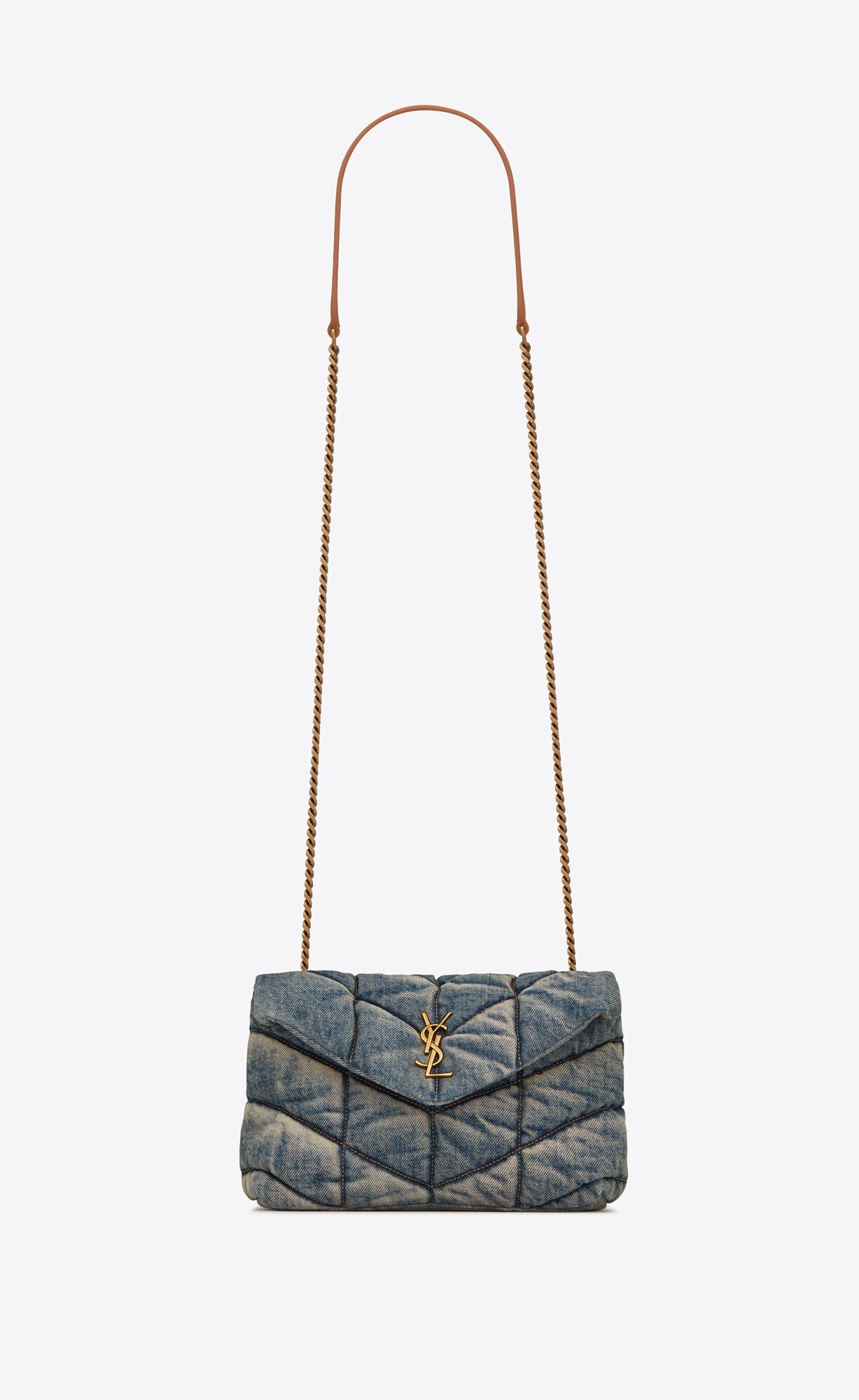 YSL Puffer Toy Bag In Denim Blau | 31876-HOYL