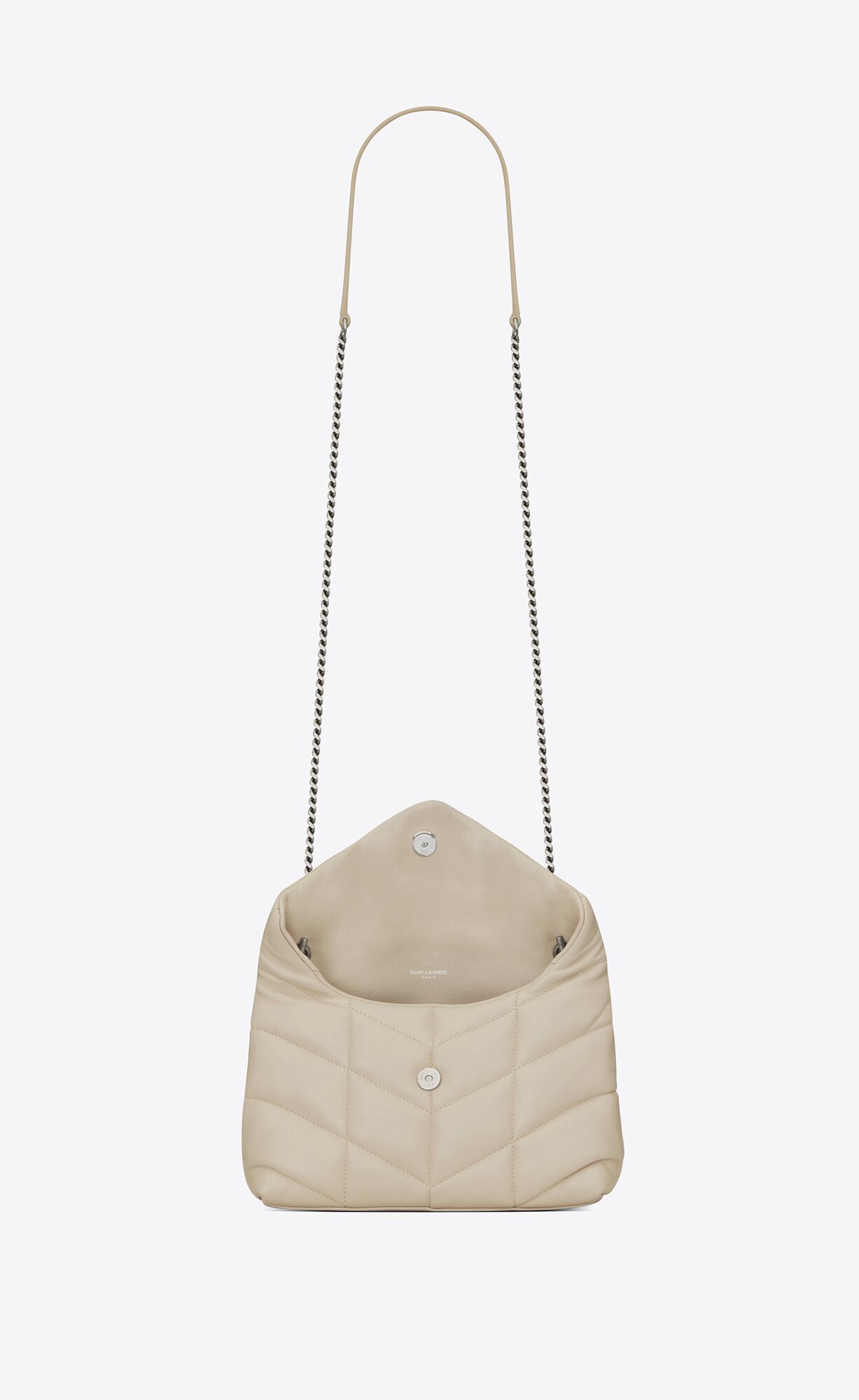 YSL Puffer Toy Bag In Gesteppt Lambskin Blanc Vintage | 43958-RBYT