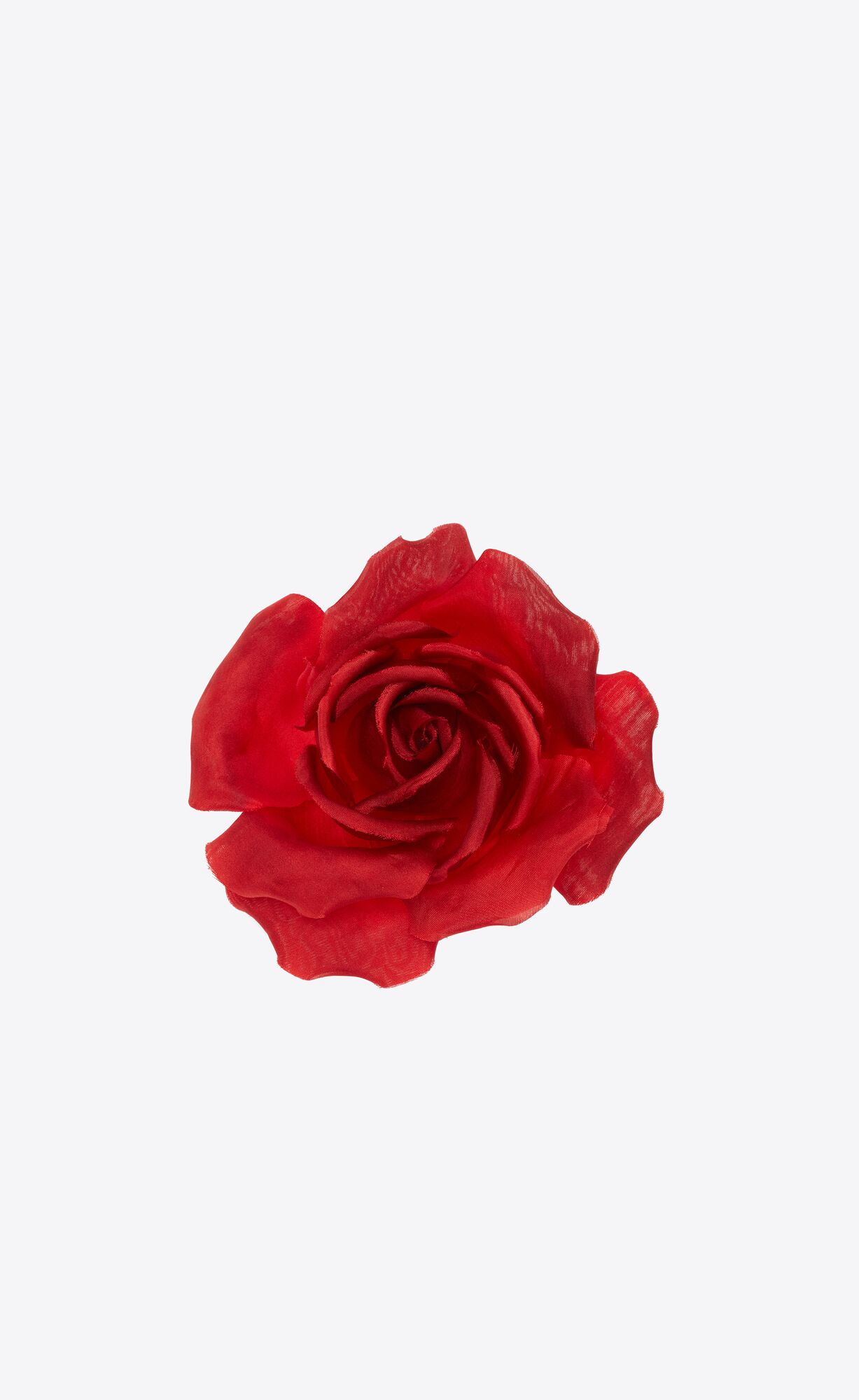 YSL Red Rose Brooch In Silk And Metal Rot | 70953-XBQK