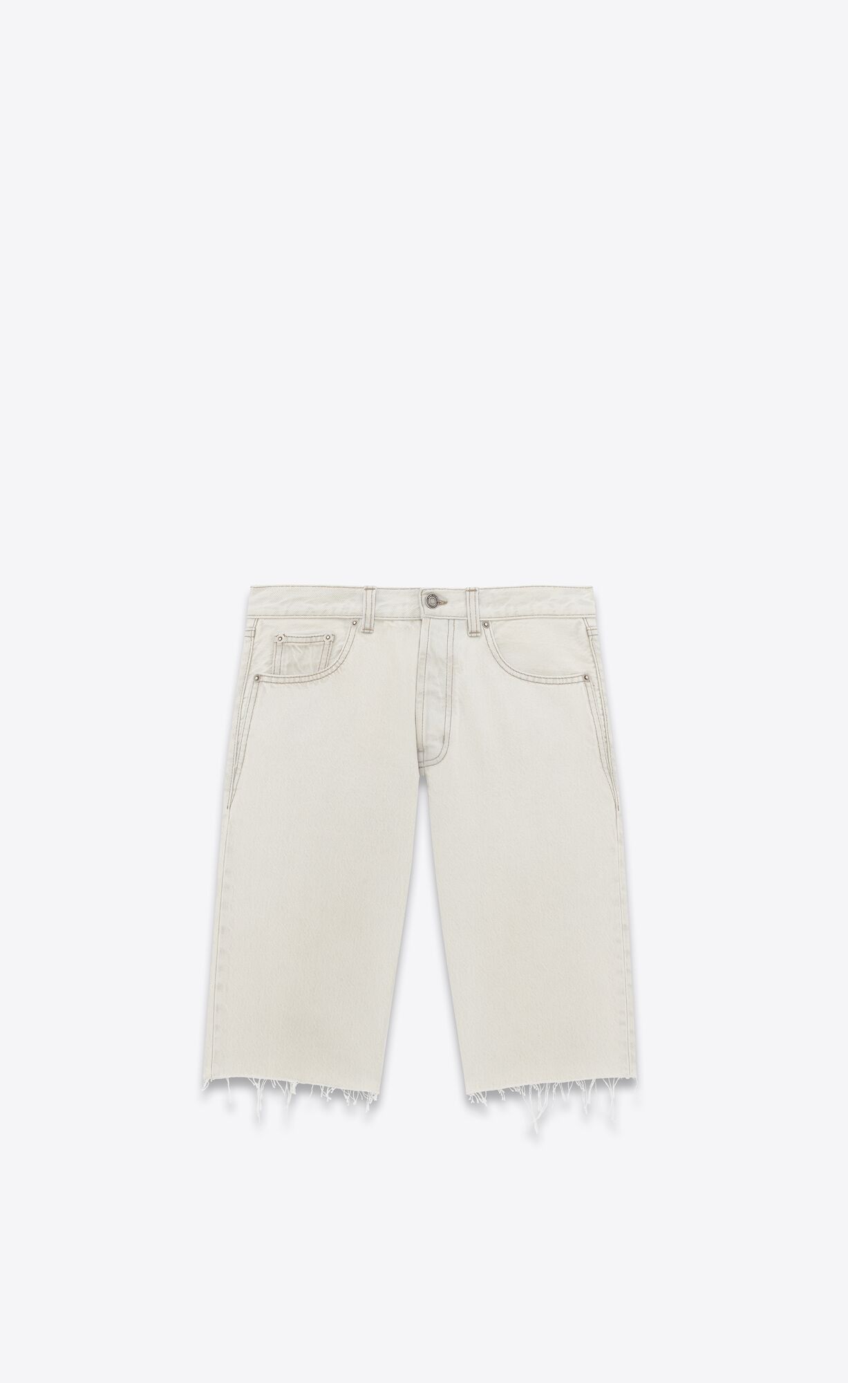 YSL Relaxed-fit Shorts Grau Weiß | 27503-CGDS