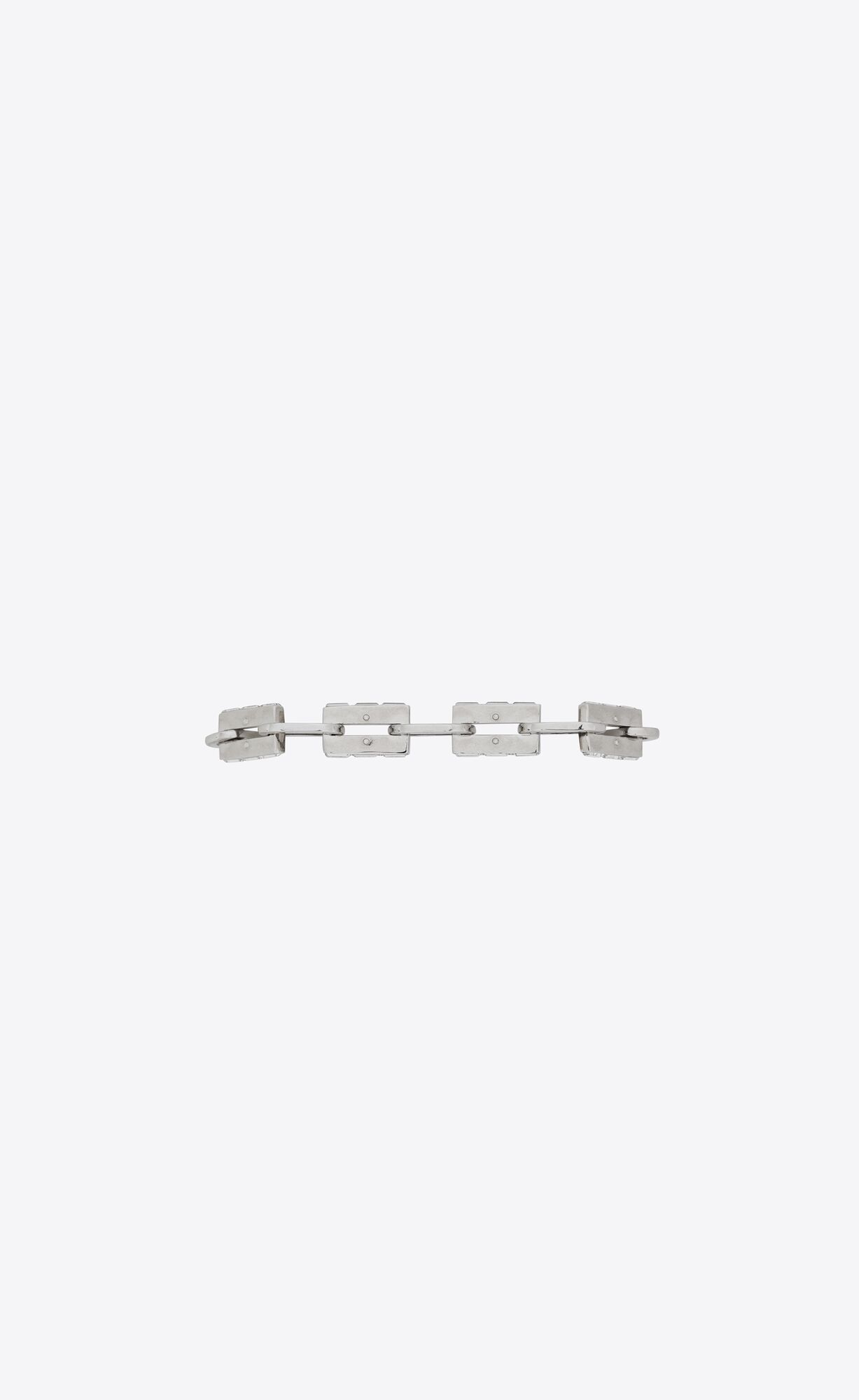 YSL Rhinestone And Oval Link Bracelet In Metal Silber | 52047-LOUG