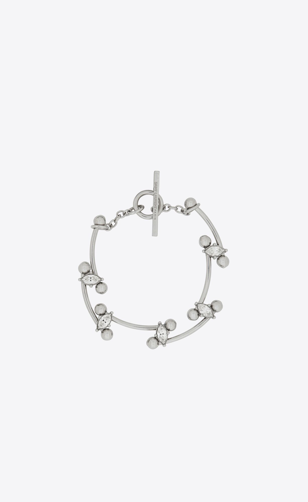 YSL Rhinestone Ball Bracelet In Metal Palladium And Crystal | 82054-TYMJ