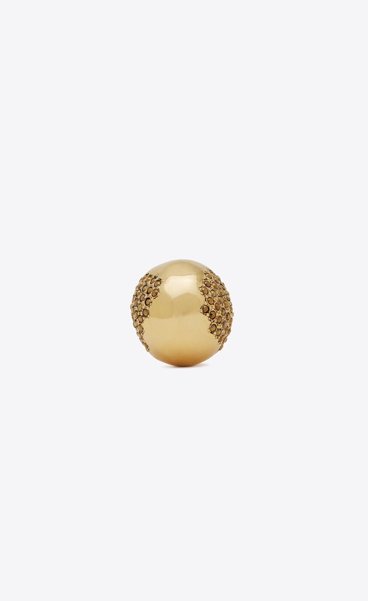 YSL Rhinestone Edge Egg Ring In Metal Gold | 51627-OBLD