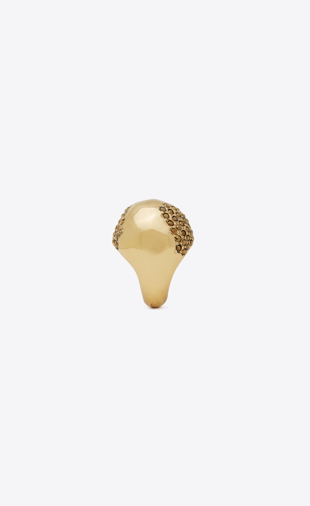 YSL Rhinestone Edge Egg Ring In Metal Gold | 51627-OBLD