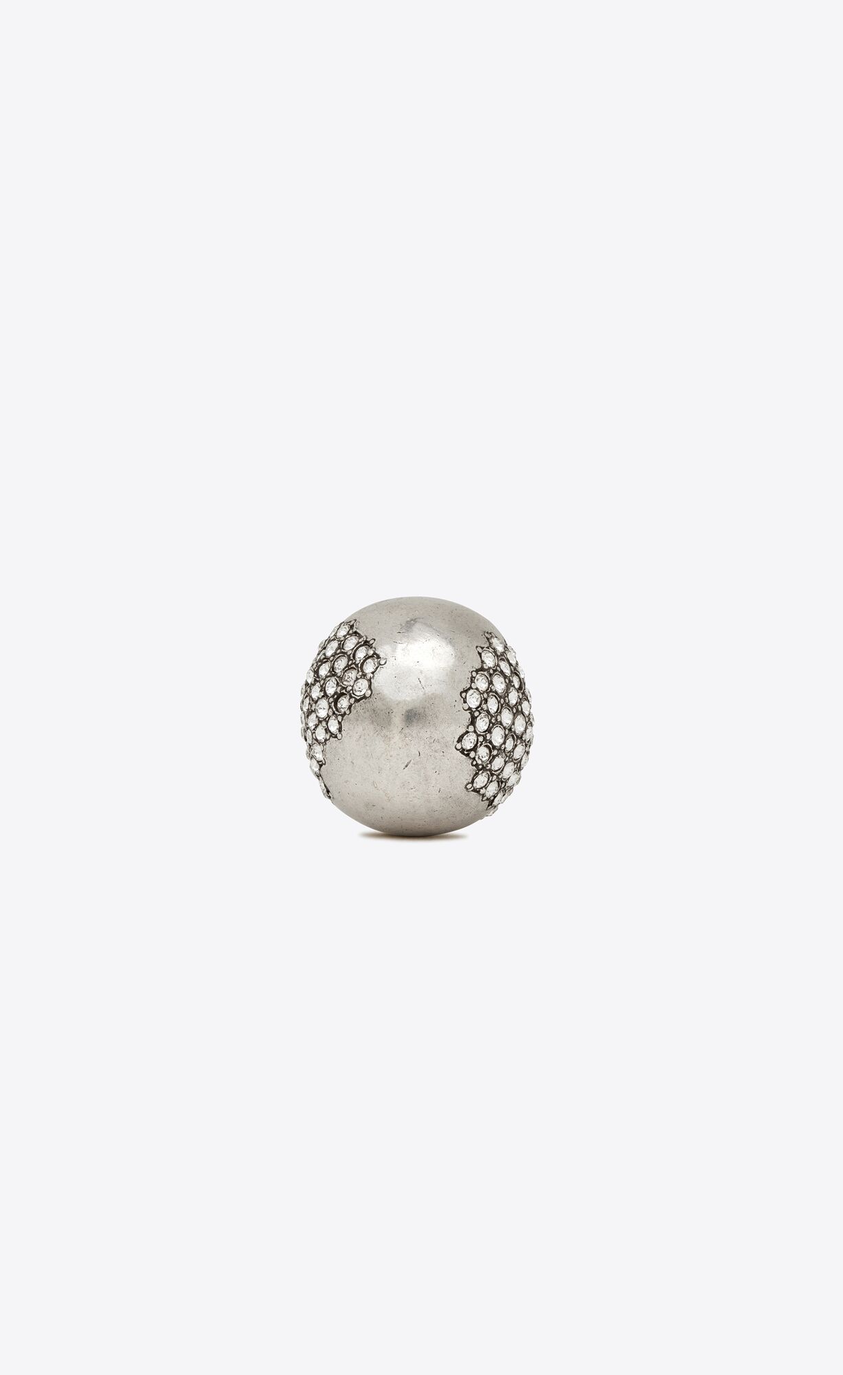 YSL Rhinestone Edge Egg Ring In Metal Palladium And Crystal | 39251-JQIU