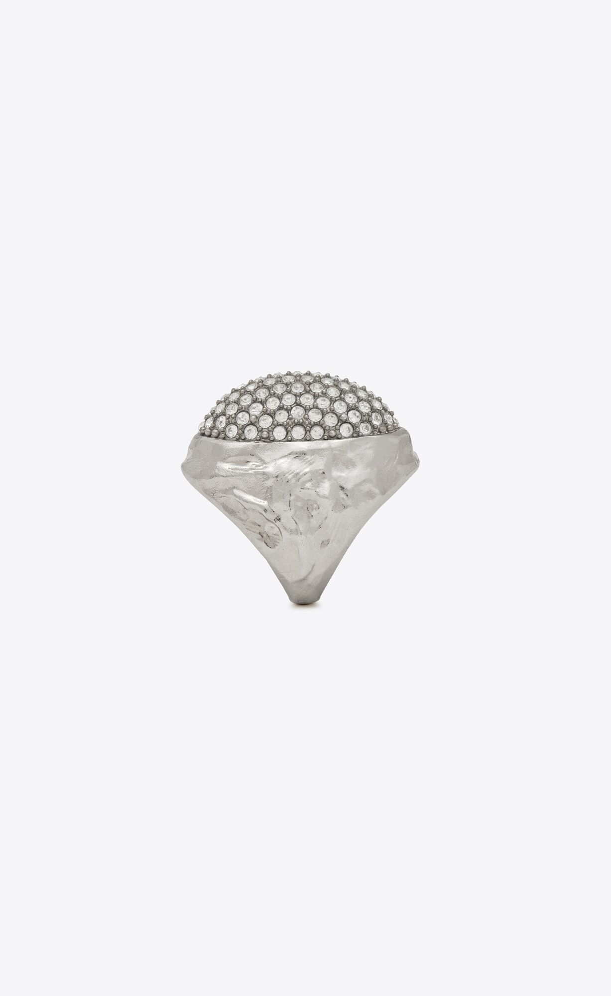 YSL Rhinestone Egg Ring In Metal Silber | 60537-GYON