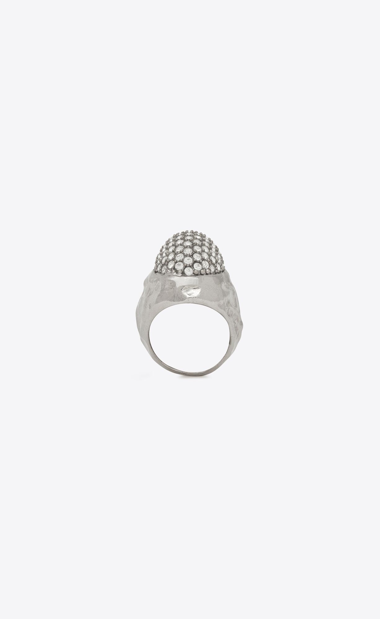 YSL Rhinestone Egg Ring In Metal Silber | 60537-GYON