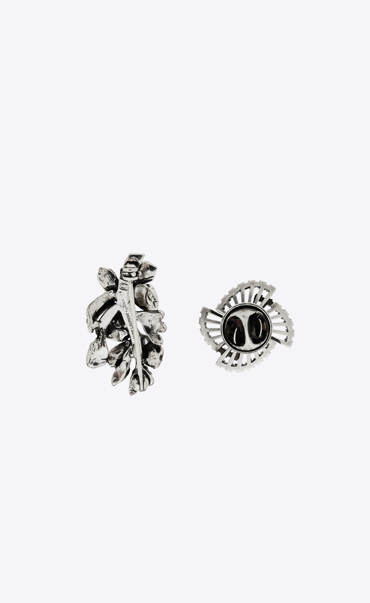 YSL Rhinestone Mini-brooch And Pin In Metal Silber | 48210-DXKU