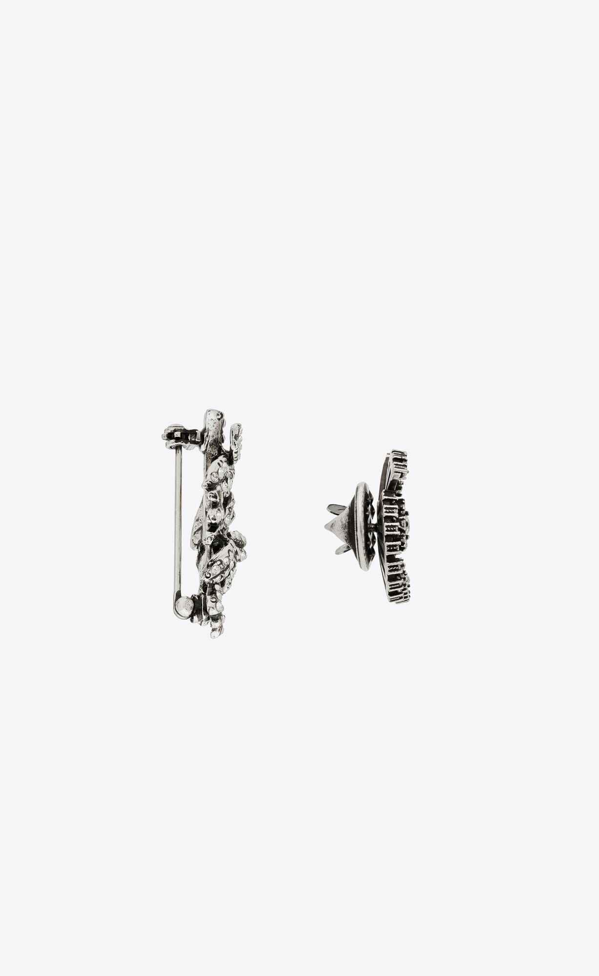 YSL Rhinestone Mini-brooch And Pin In Metal Silber | 48210-DXKU