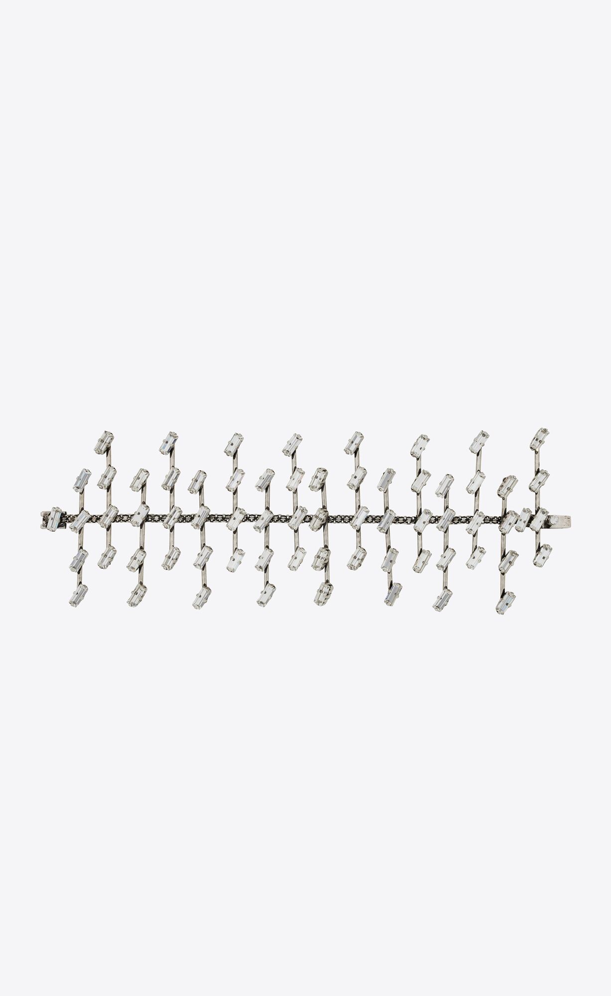 YSL Rhinestone Ranks Bracelet In Metal Silber | 94651-TWKQ