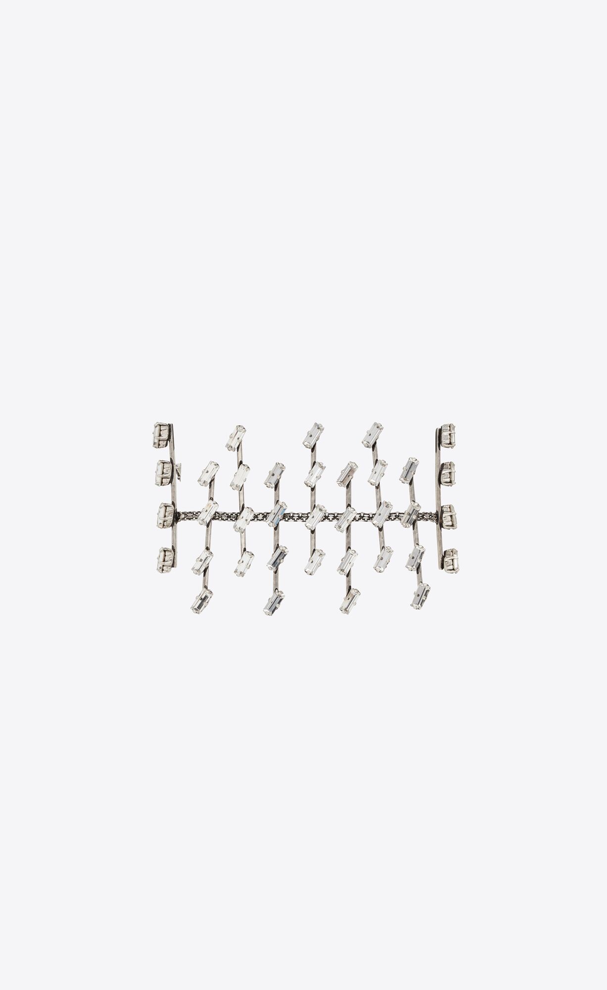 YSL Rhinestone Ranks Bracelet In Metal Silber | 94651-TWKQ