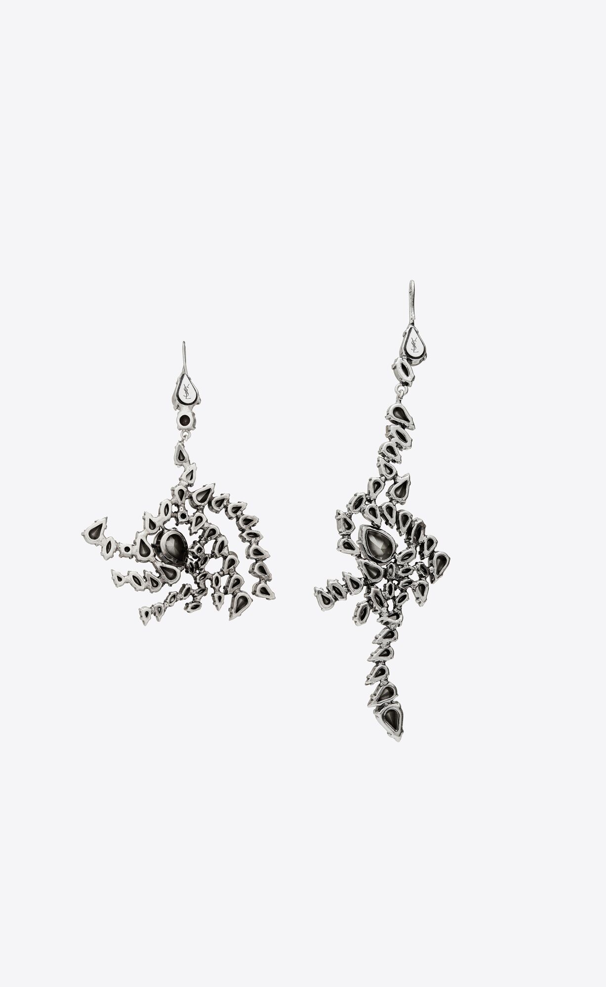 YSL Rhinestone Spiral Earrings In Metal Silber | 87632-VTWG