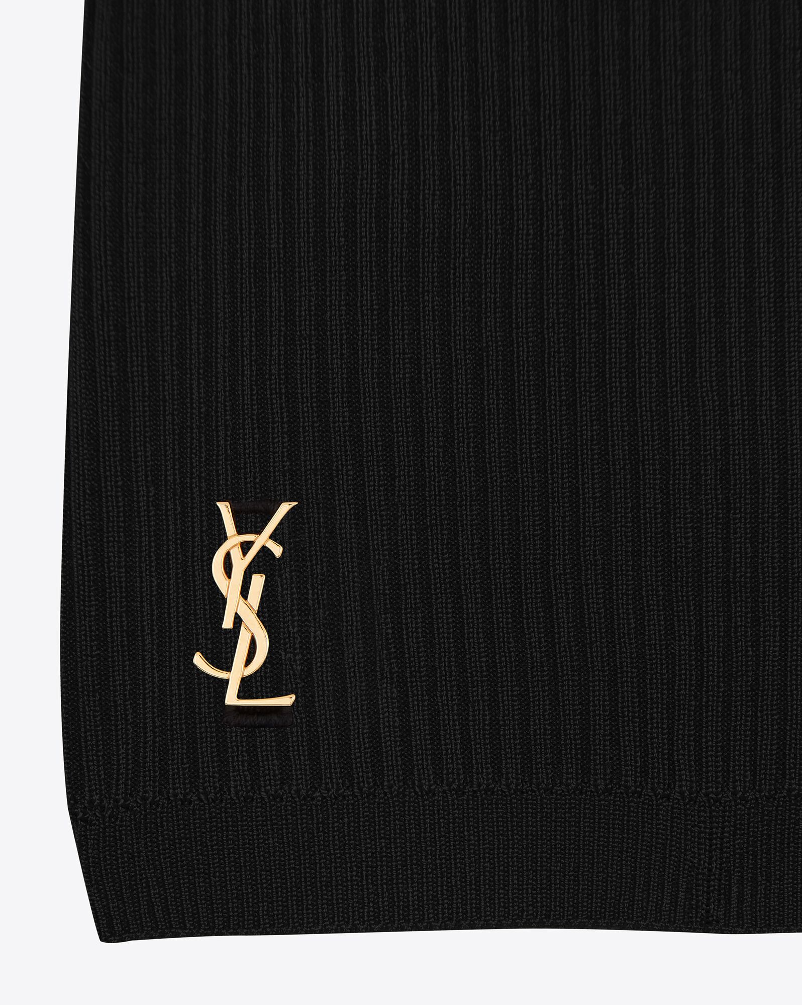 YSL Rider Kurzes In Gerippt Knit Schwarz | 70613-LREB