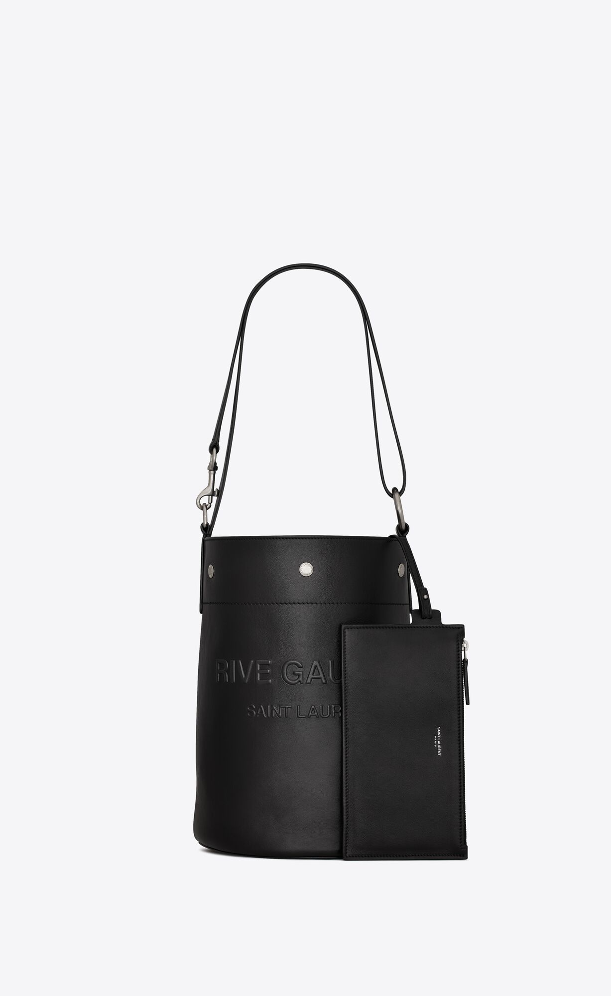 YSL Rive Gauche Bucket Bag In Smooth Leder Noir | 83521-NTSK