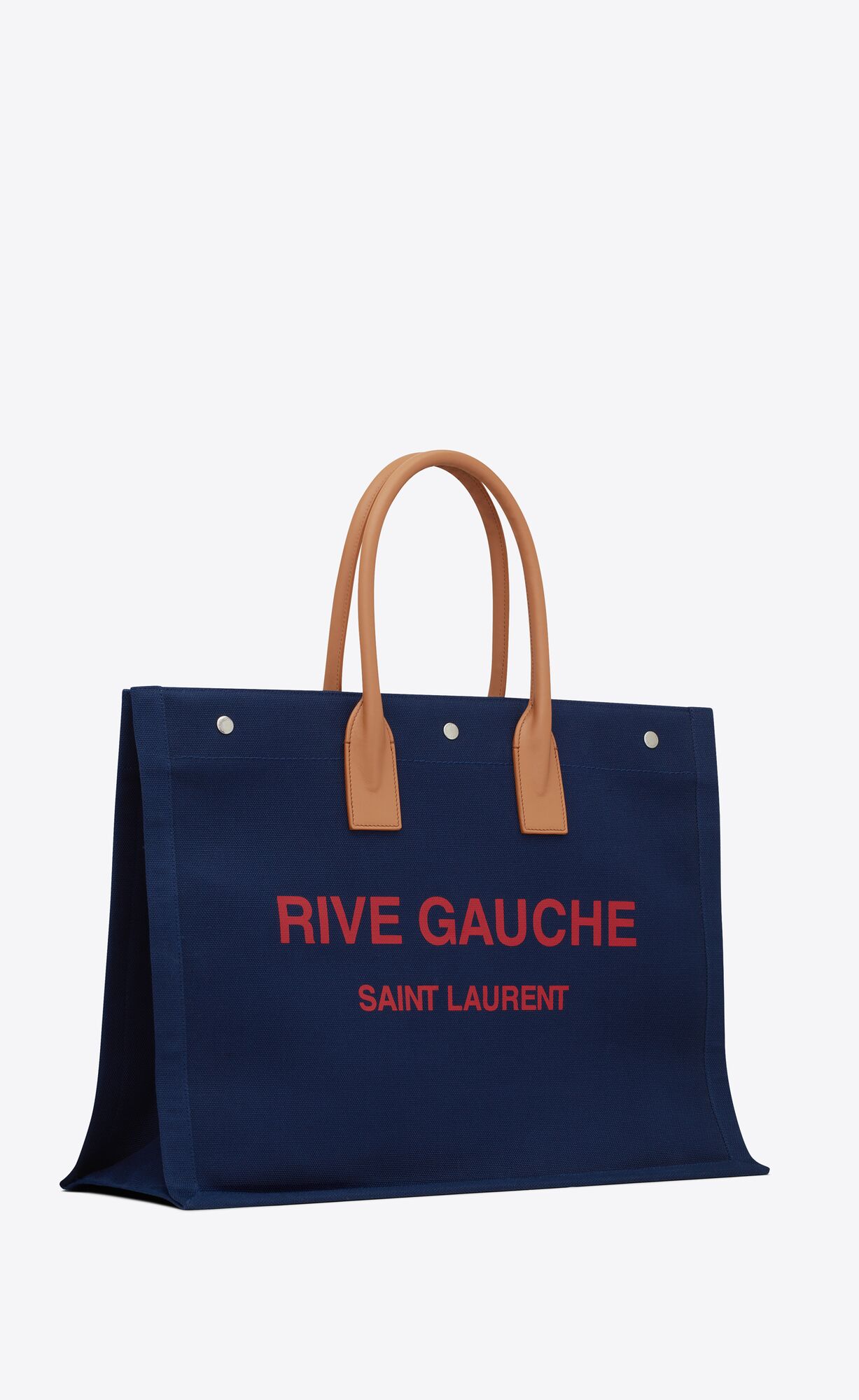 YSL Rive Gauche Large Tote Bag In Canvas Blau Rosa Braun | 03178-LWGY