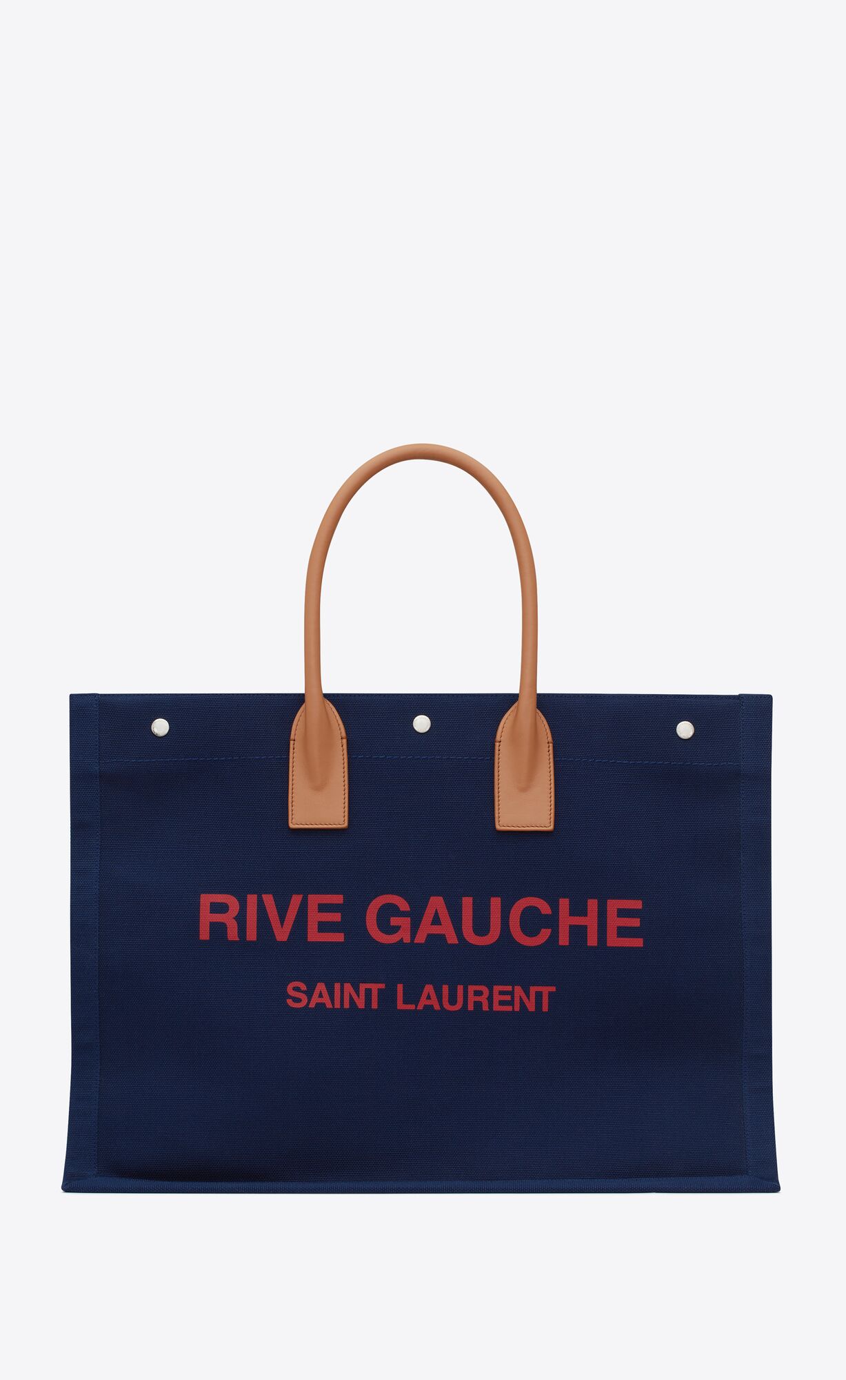 YSL Rive Gauche Large Tote Bag In Canvas Blau Rosa Braun | 03178-LWGY