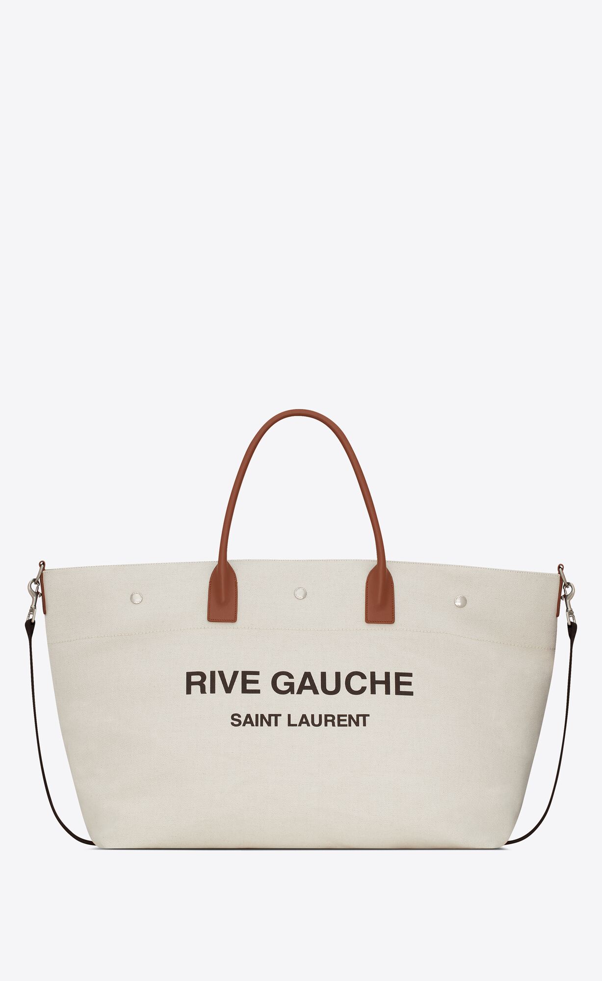 YSL Rive Gauche Maxi Shopping Bag In Printed Canvas And Smooth Leder Dunkelrot | 58093-ENBT