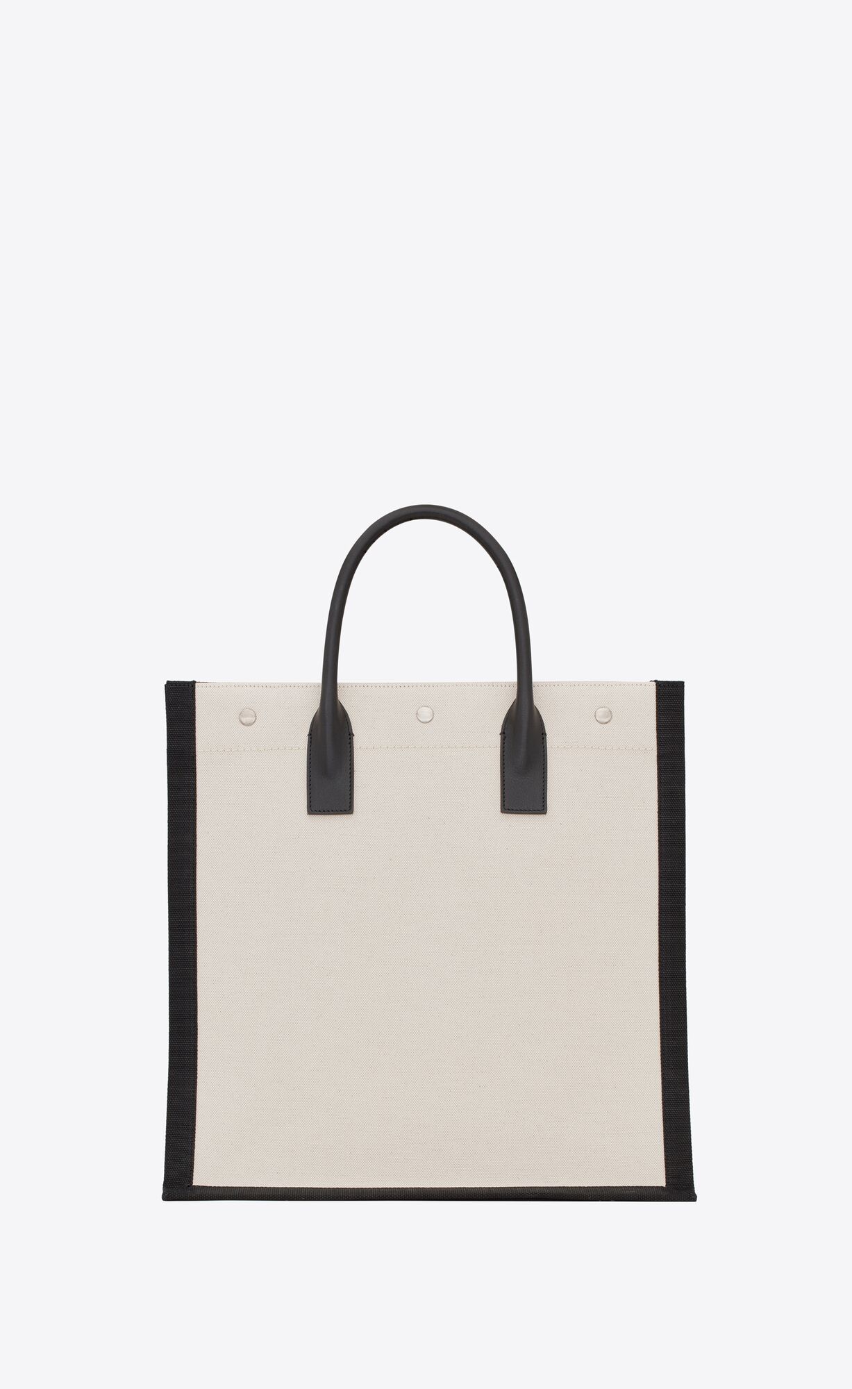 YSL Rive Gauche North/South Tote Bag In Printed Linen And Leder Lin Blanc | 89362-QICS