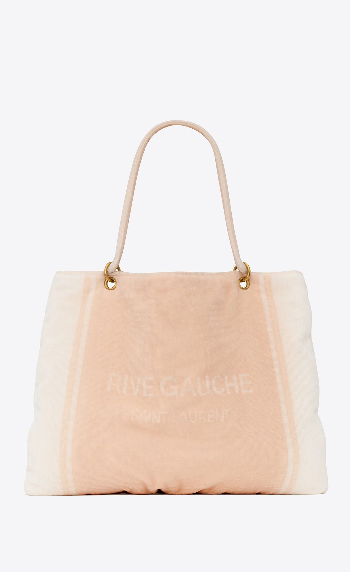 YSL Rive Gauche Towel Tote Bag In Terry Cloth Rosa Weiß | 75802-JNDQ