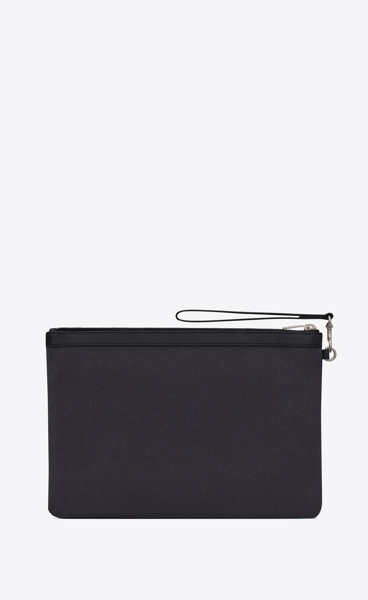 YSL Rive Gauche Zipped Pouch In Canvas And Leder Schwarz | 21679-UYDK