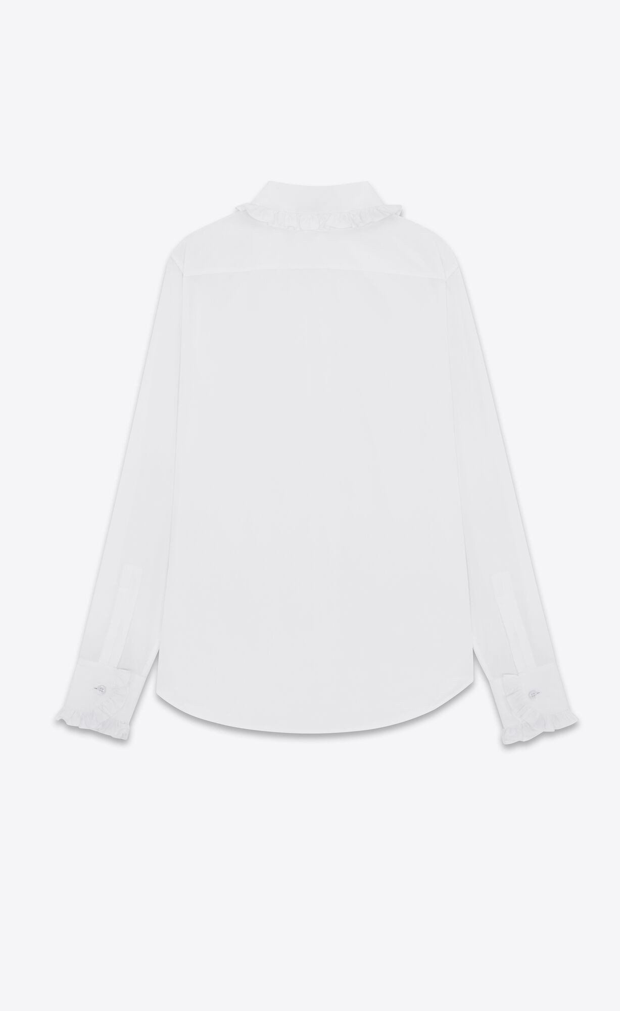 YSL Ruffled Shirt In Baumwoll Poplin Blanc | 17542-FNVW